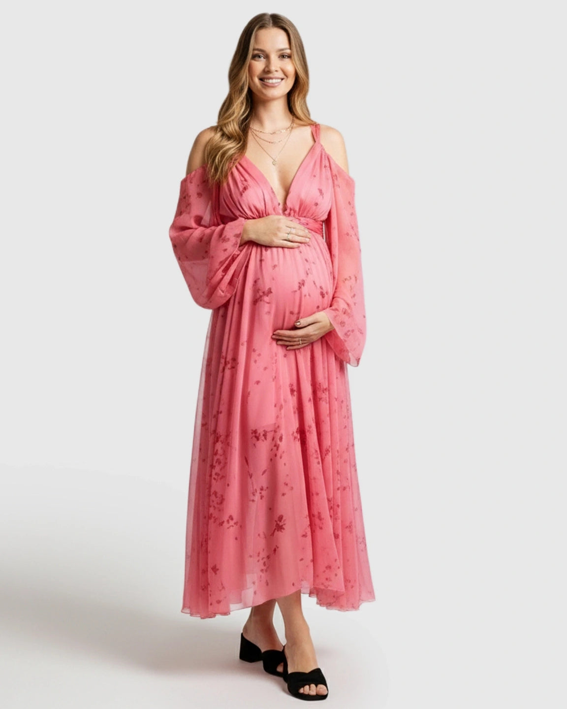 Ethereal Pink Floral Maternity Dress