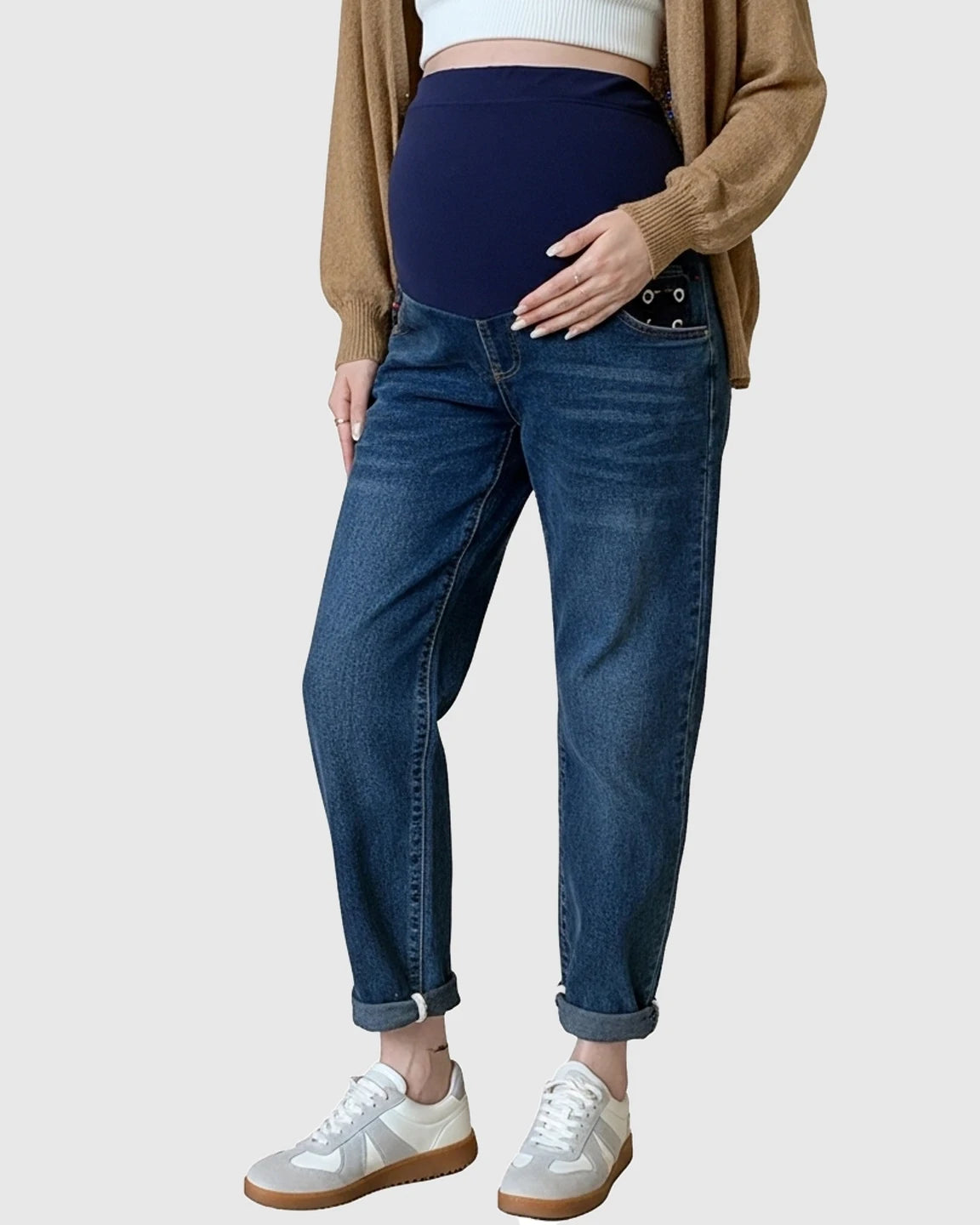 High-Waist Belly-Support Maternity Denim Jeans