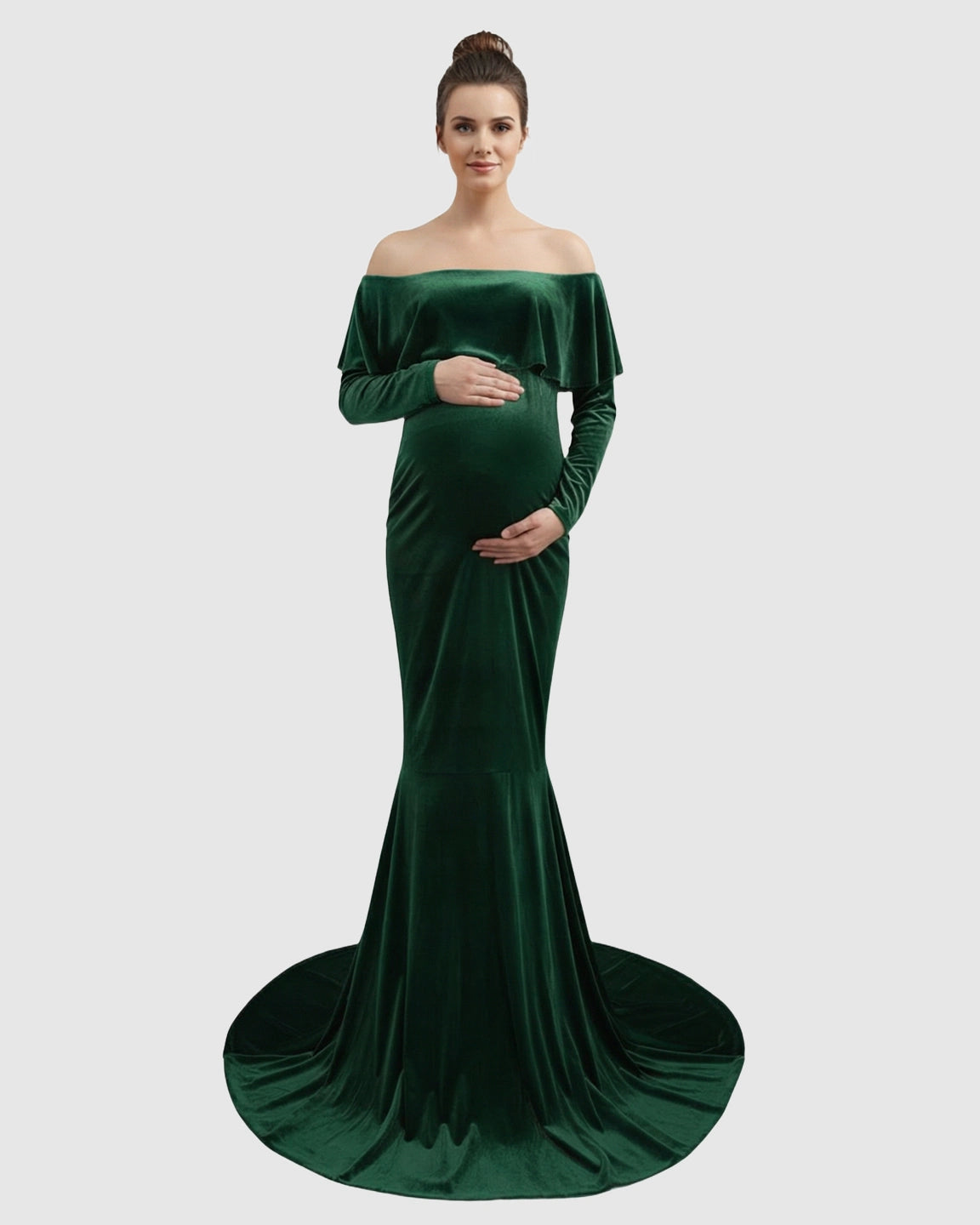 Off-Shoulder Fitted Maternity Photoshoot Dress