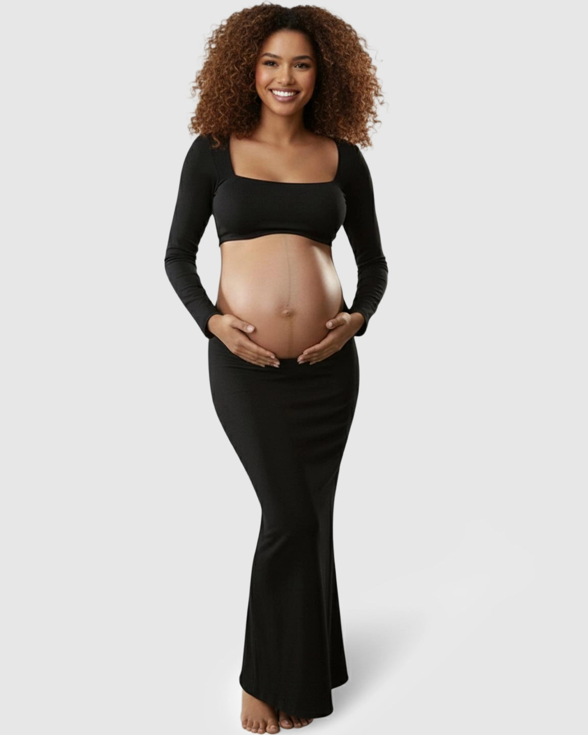 Butt Lifting Bodycon Two-Piece Maternity Maxi Dress