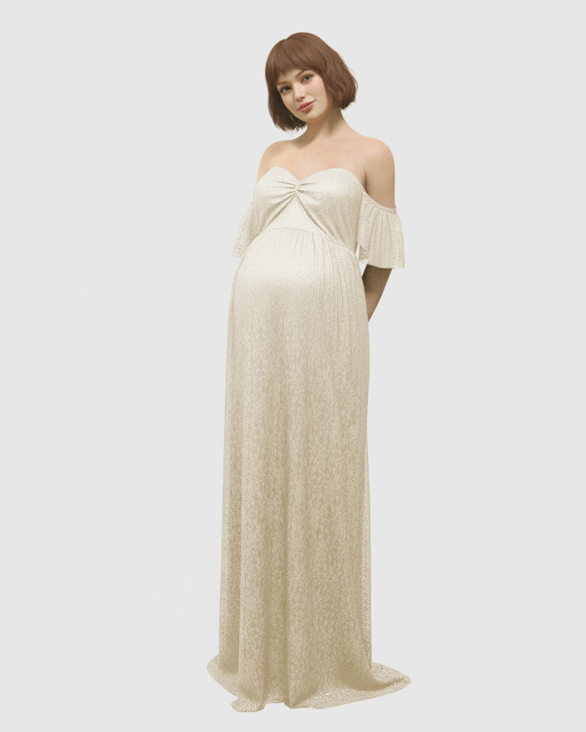 Elegant Lace Off-Shoulder Maternity Photoshoot Dress