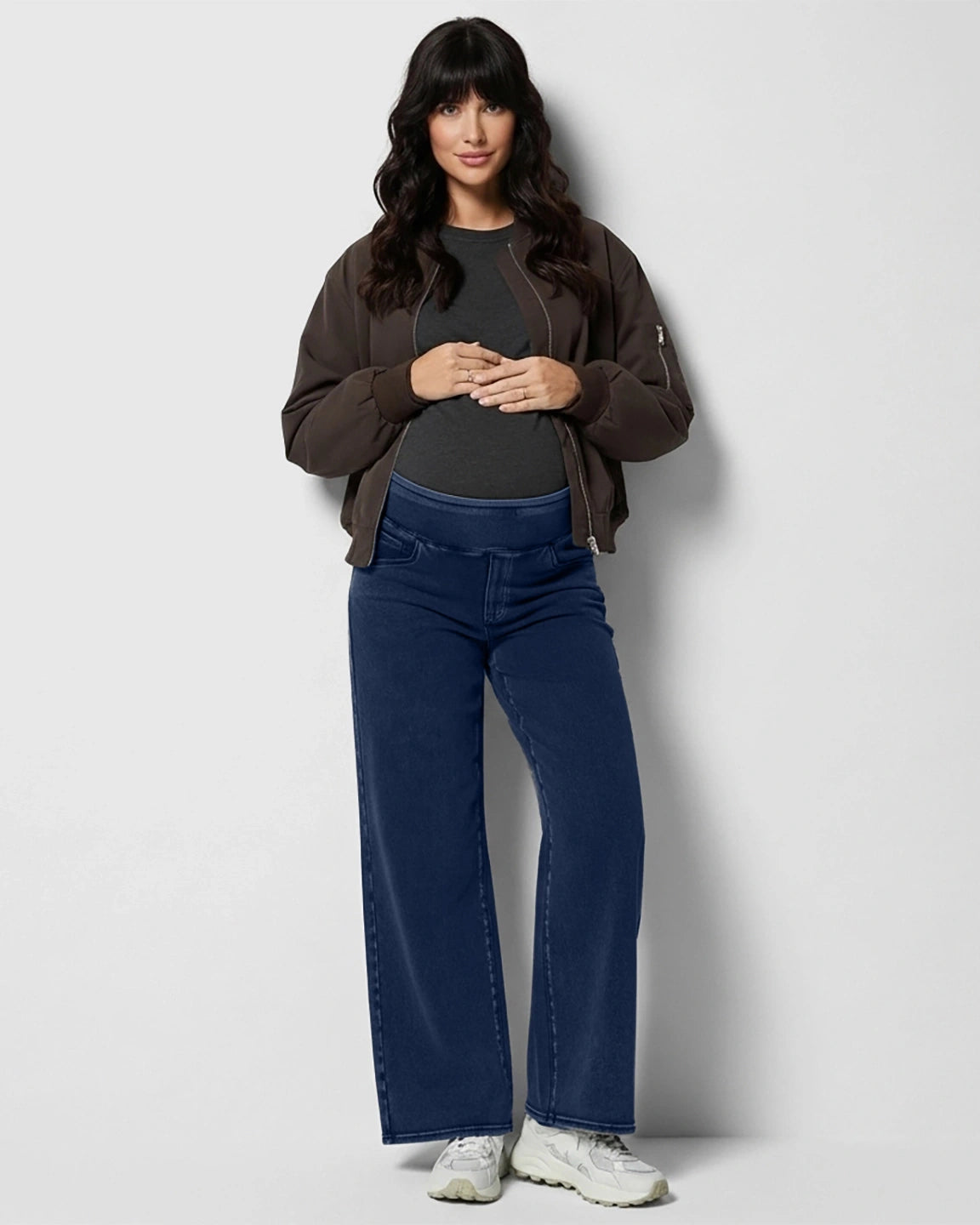 Adjustable Waist Wide-Leg Maternity Jeans