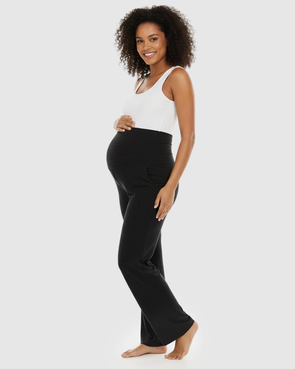 Foldable Waistband Wide-Leg Maternity Lounge Pants