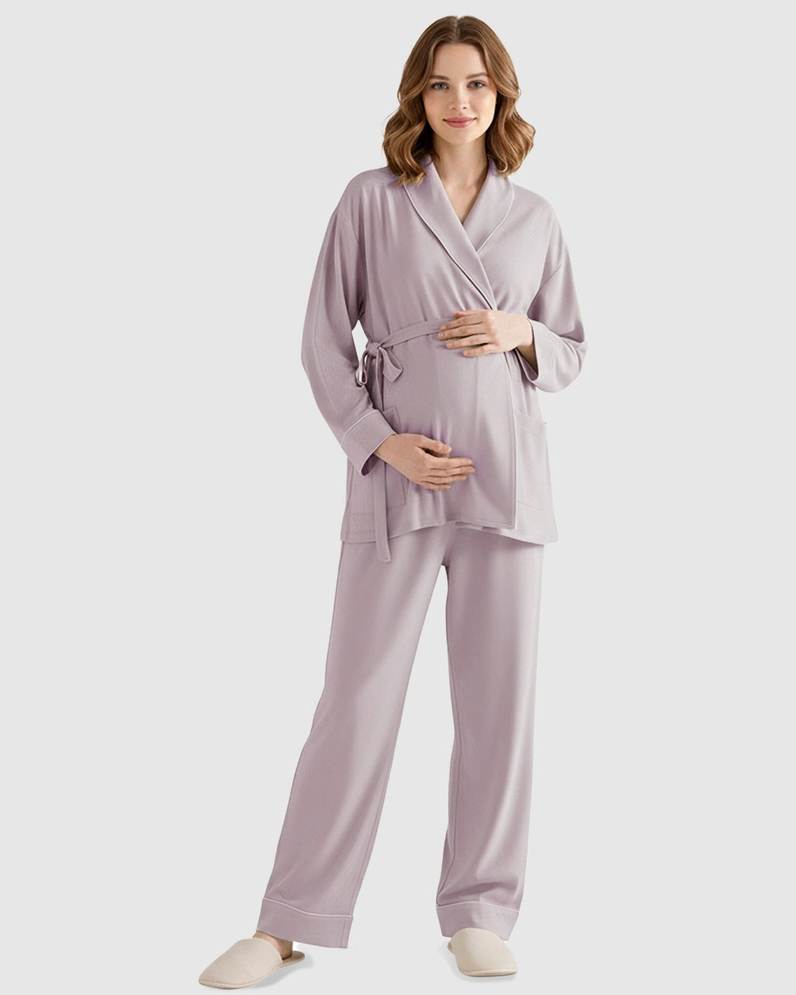 Soft Cotton Wrap Adjustable Waist Loungewear Set