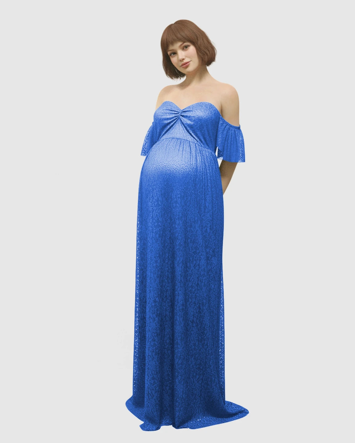 Elegant Lace Off-Shoulder Maternity Photoshoot Dress