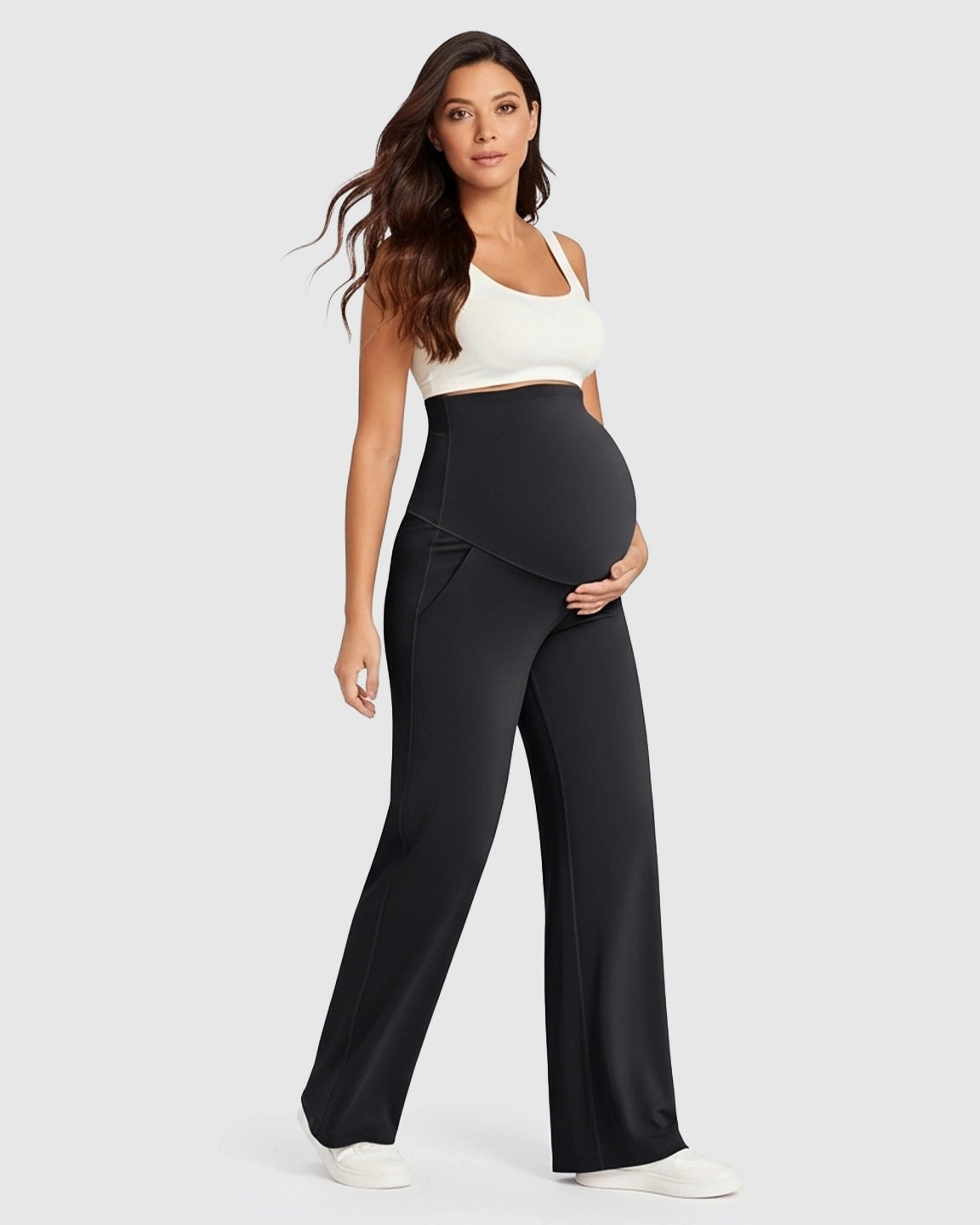 Soft Stretch High-Rise Wide-Leg Maternity Pants