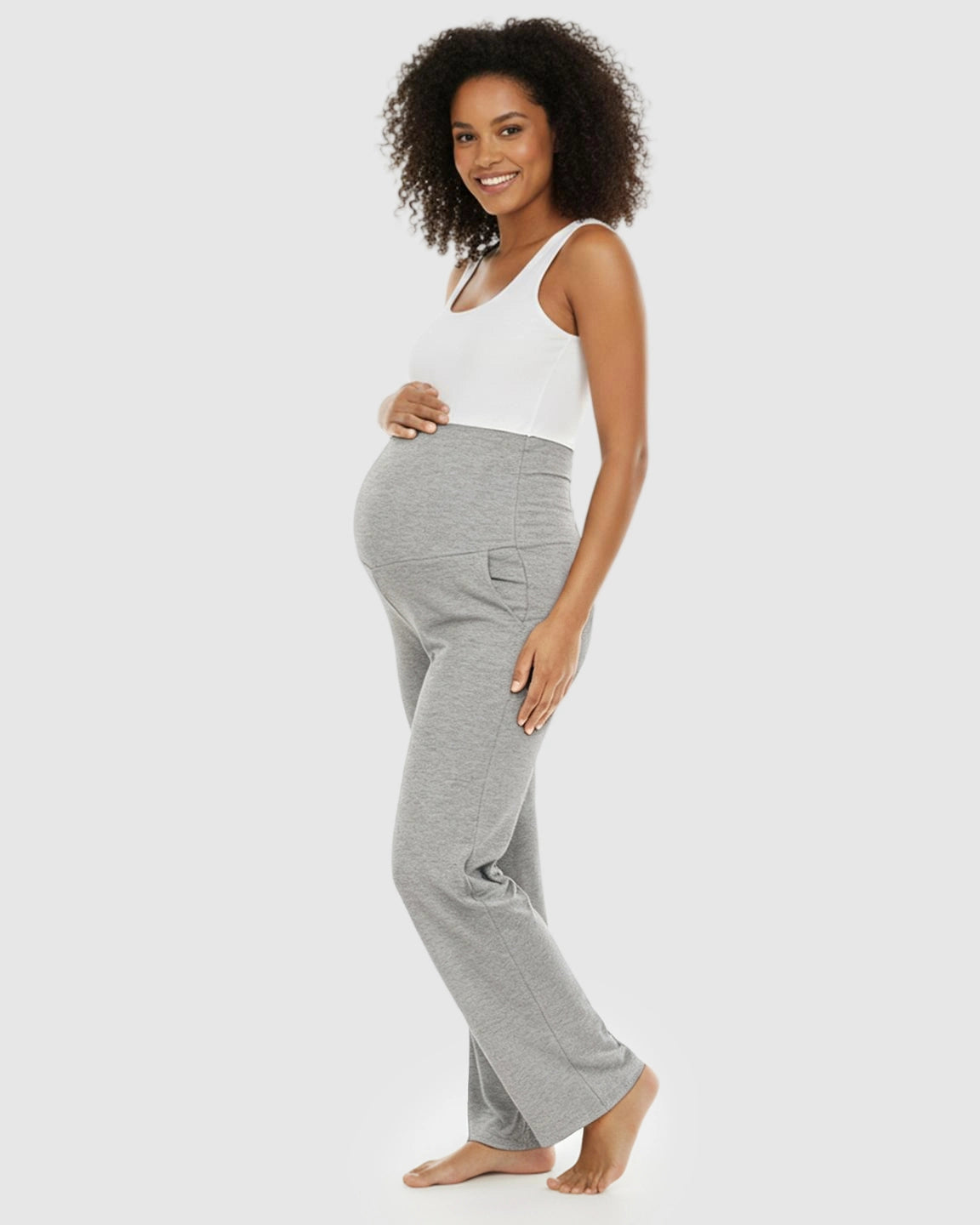 Foldable Waistband Wide-Leg Maternity Lounge Pants