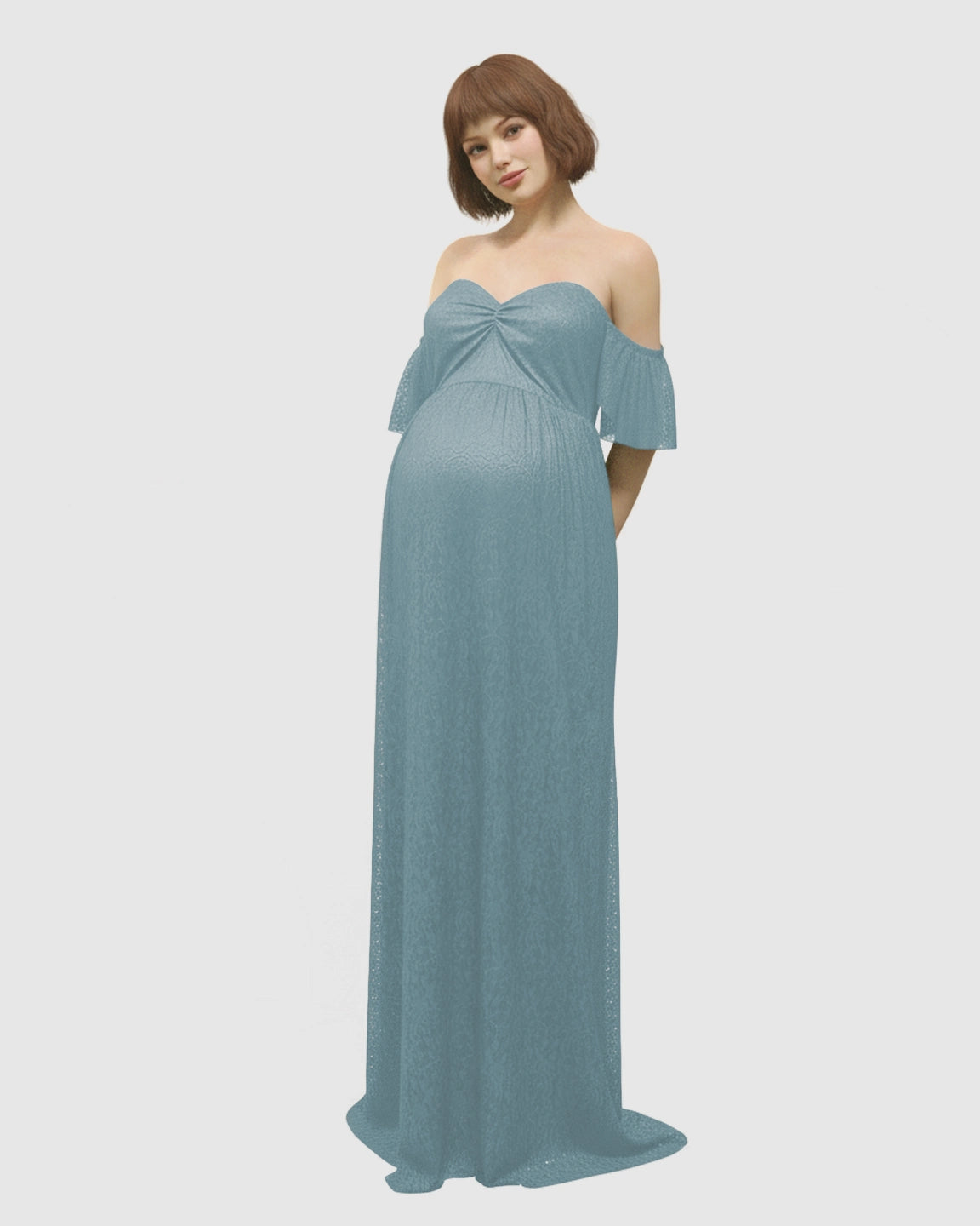 Elegant Lace Off-Shoulder Maternity Photoshoot Dress