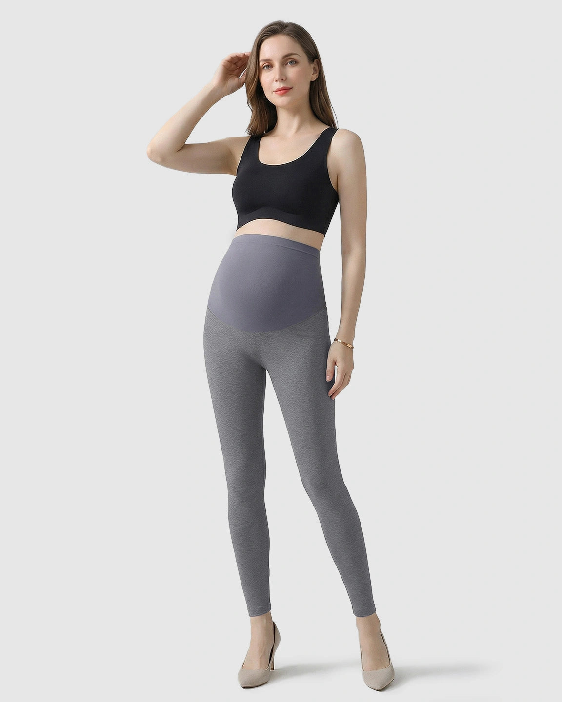 High-Waist Belly Support Maternity Leggings