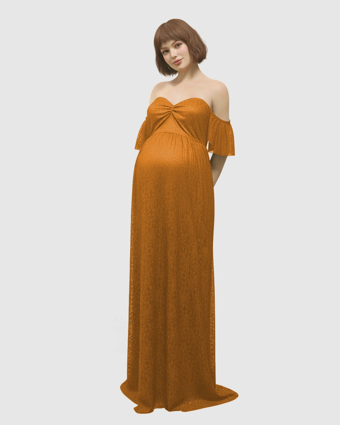 Elegant Lace Off-Shoulder Maternity Photoshoot Dress