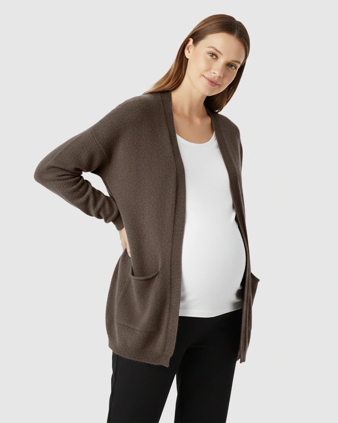 Cozy Wool Blend Long Knit Maternity Cardigan