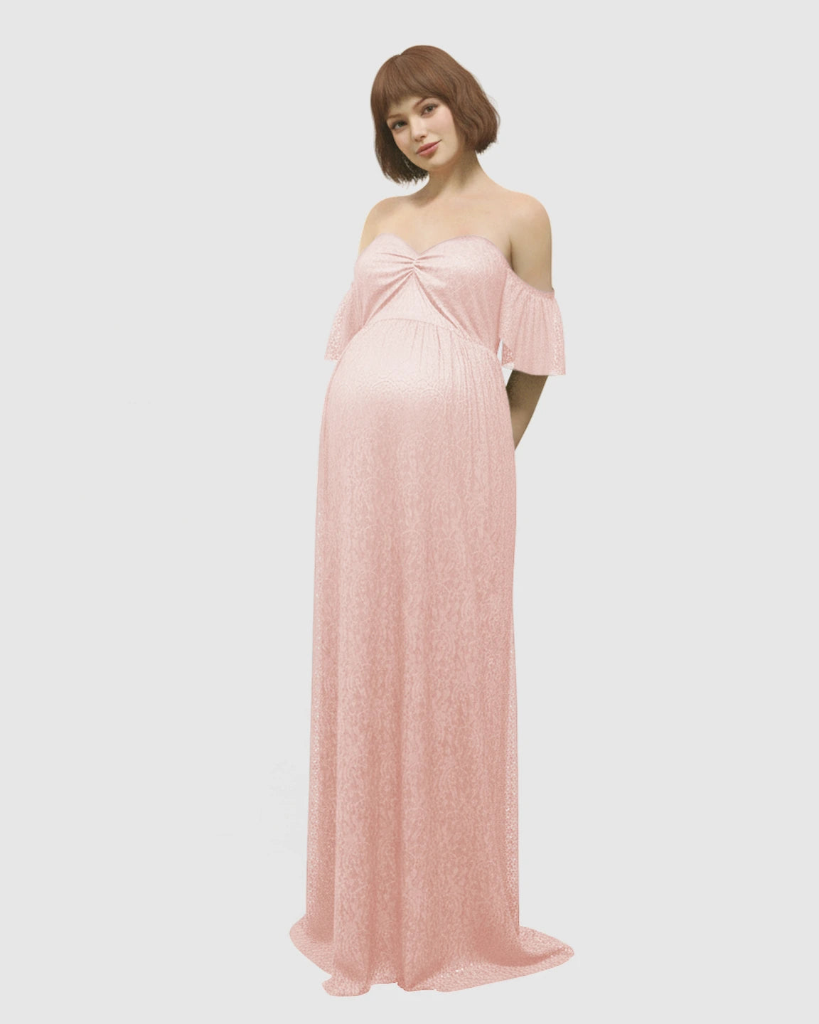 Elegant Lace Off-Shoulder Maternity Photoshoot Dress