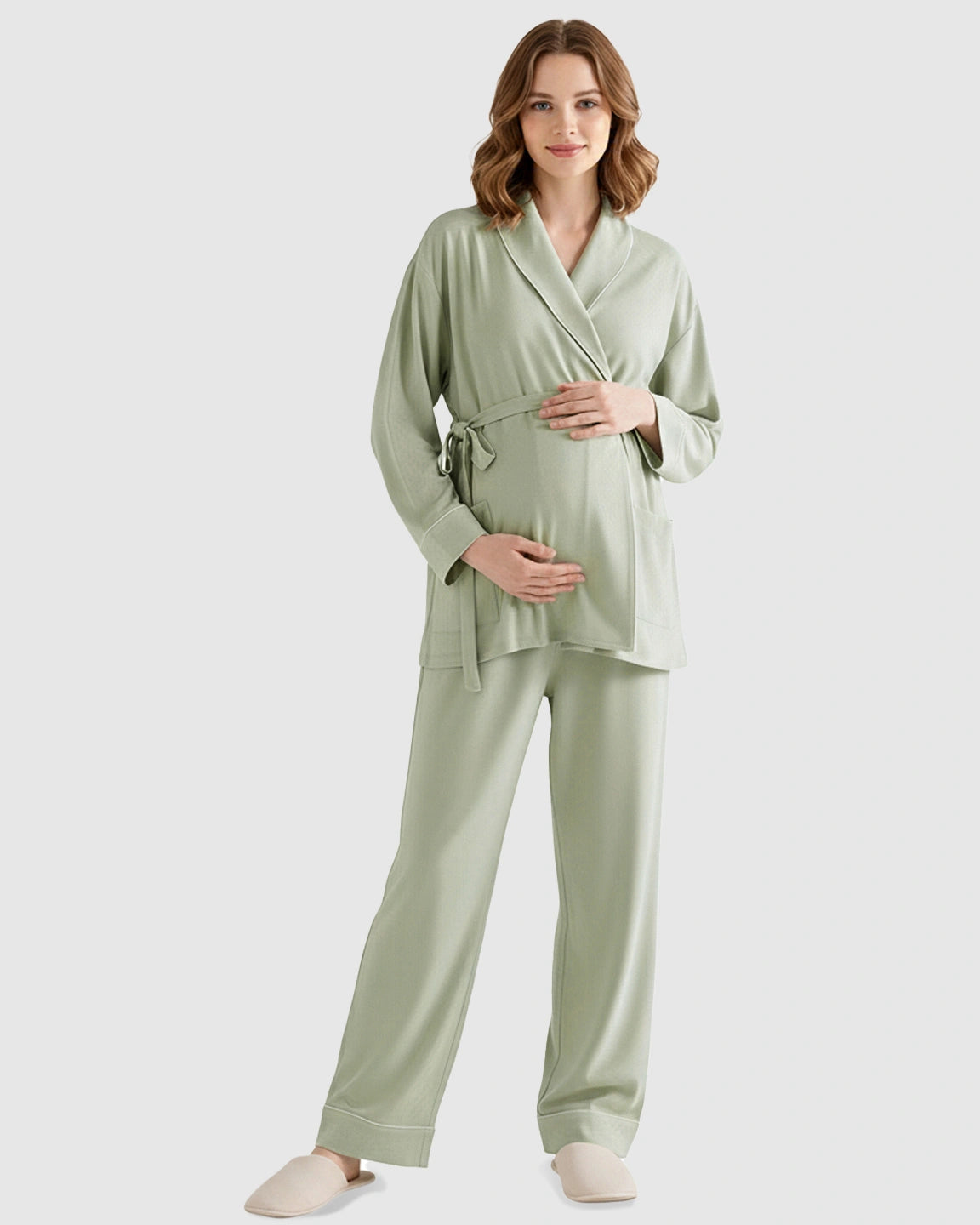 Soft Cotton Wrap Adjustable Waist Loungewear Set