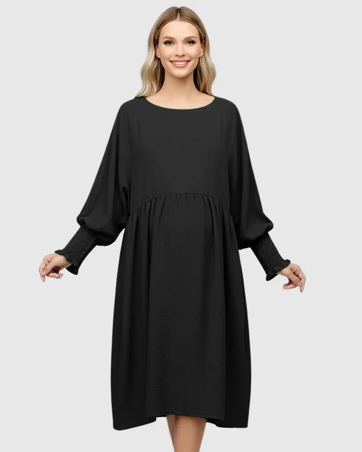 Flowy Smocked Sleeve Casual Dress