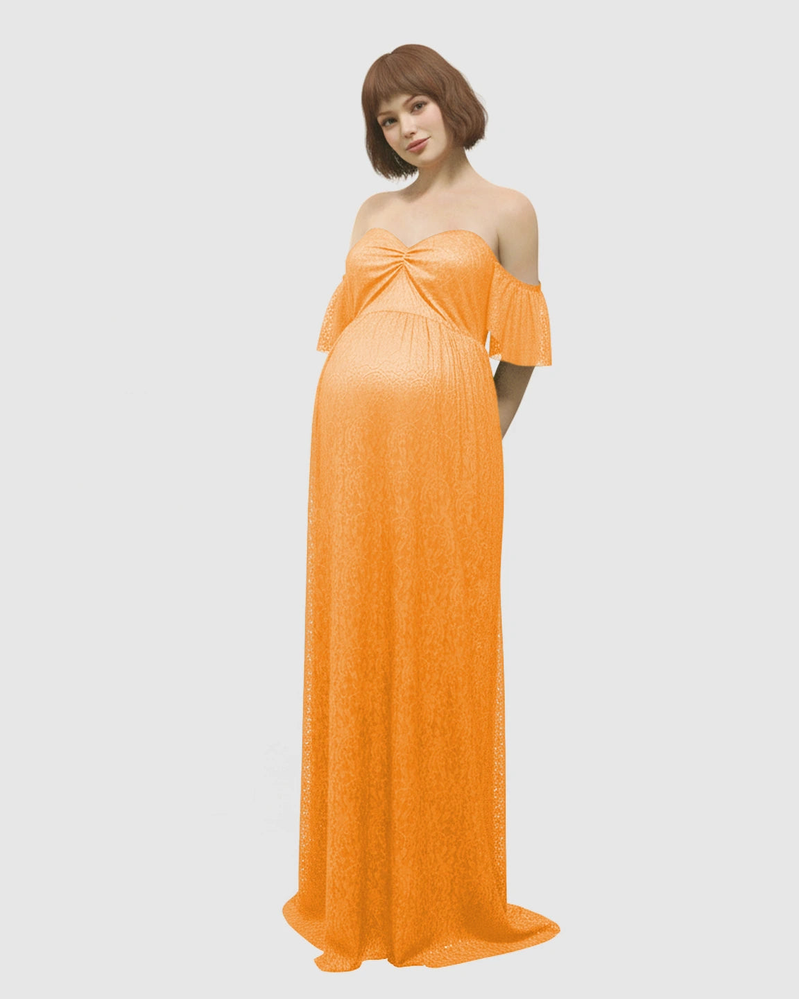 Elegant Lace Off-Shoulder Maternity Photoshoot Dress