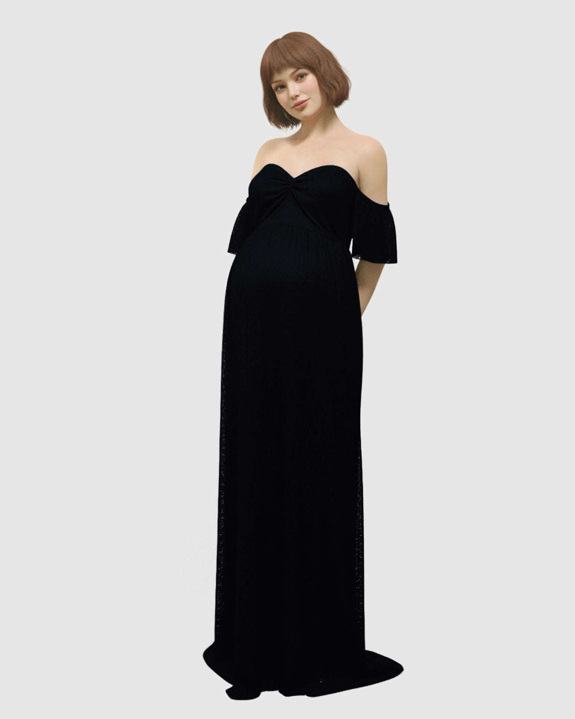 Elegant Lace Off-Shoulder Maternity Photoshoot Dress