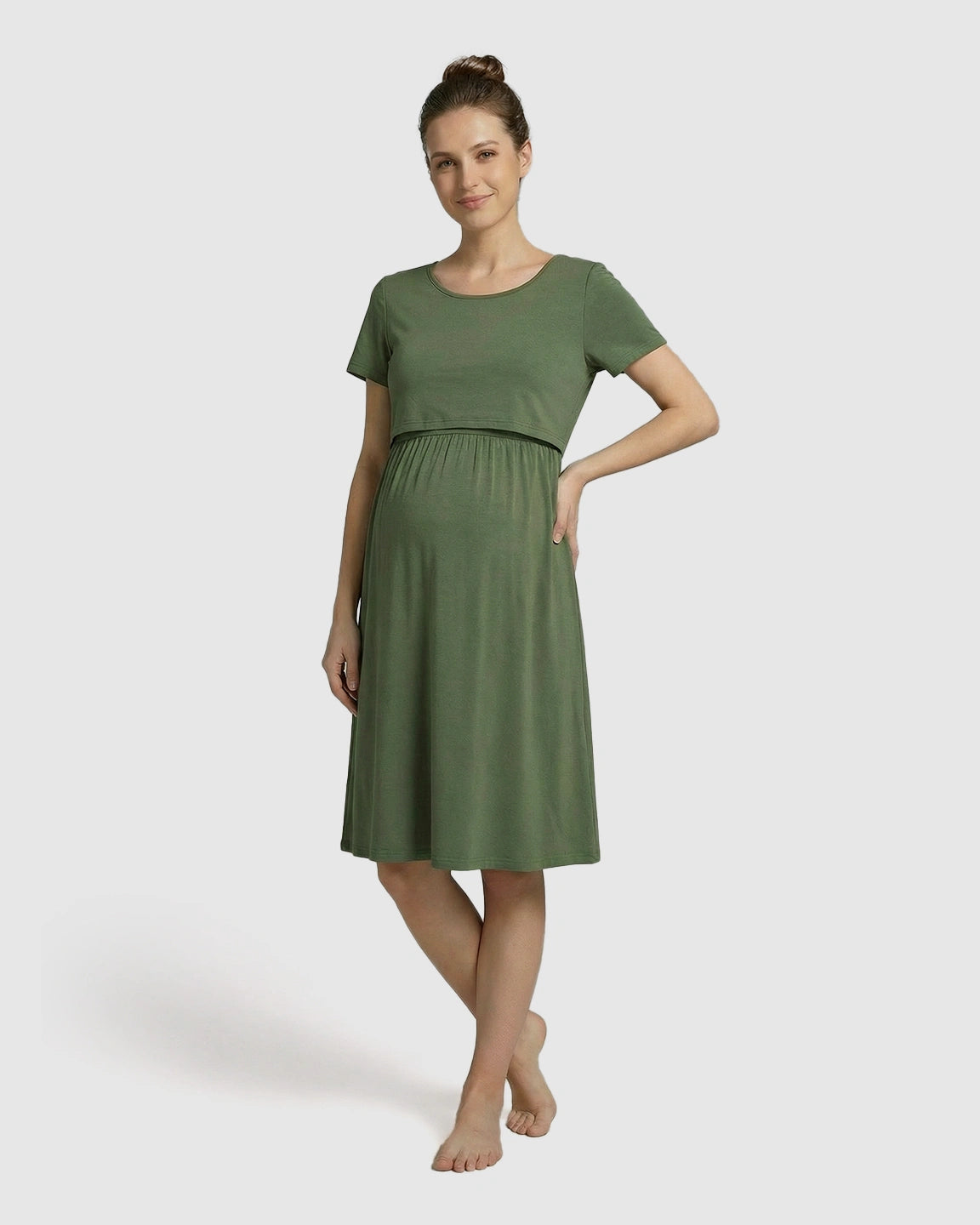 Double-Layer Nursing Front Relaxed Maternity Dress