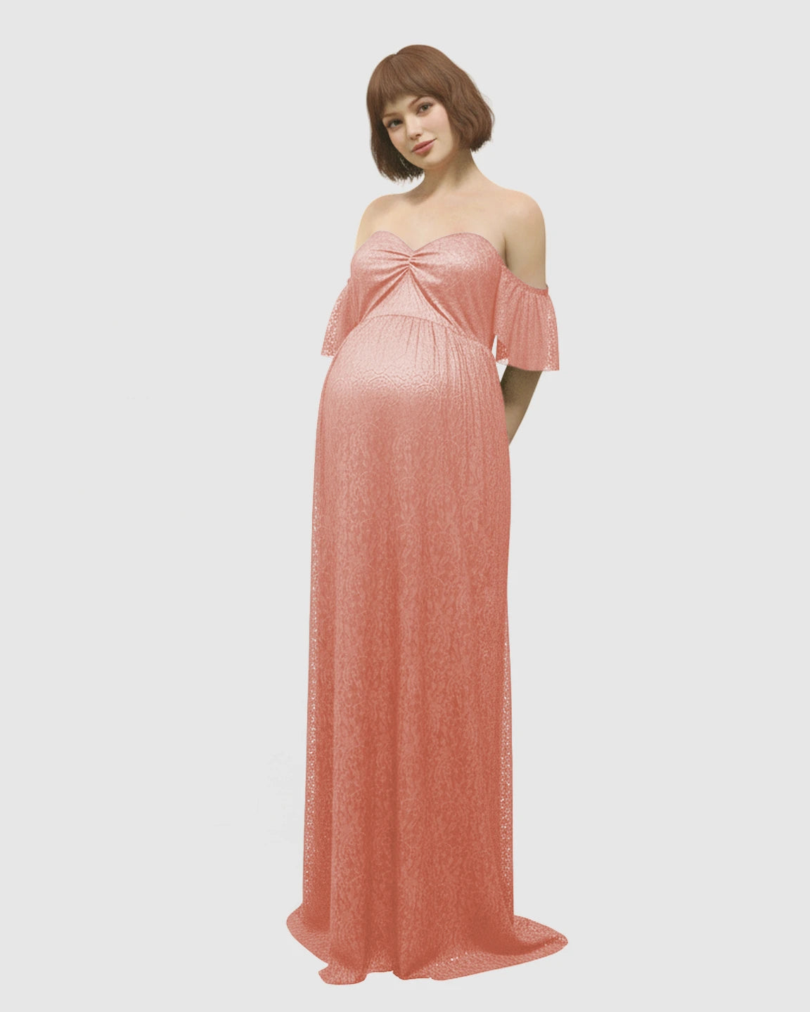 Elegant Lace Off-Shoulder Maternity Photoshoot Dress