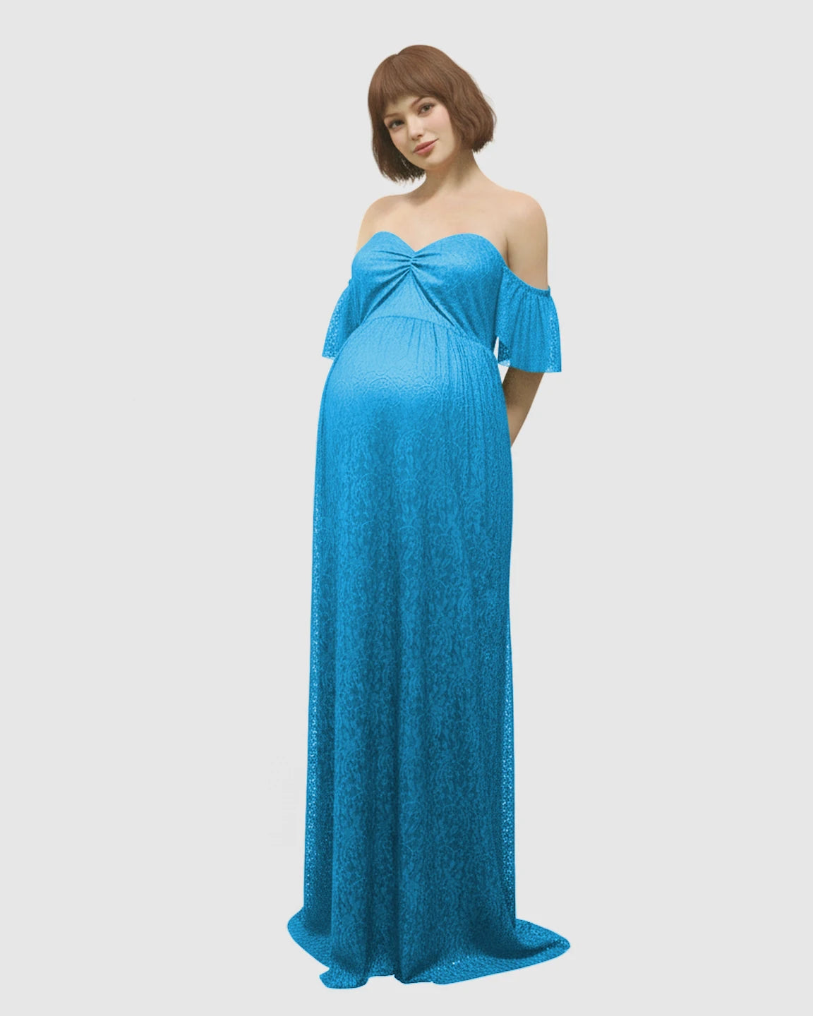 Elegant Lace Off-Shoulder Maternity Photoshoot Dress