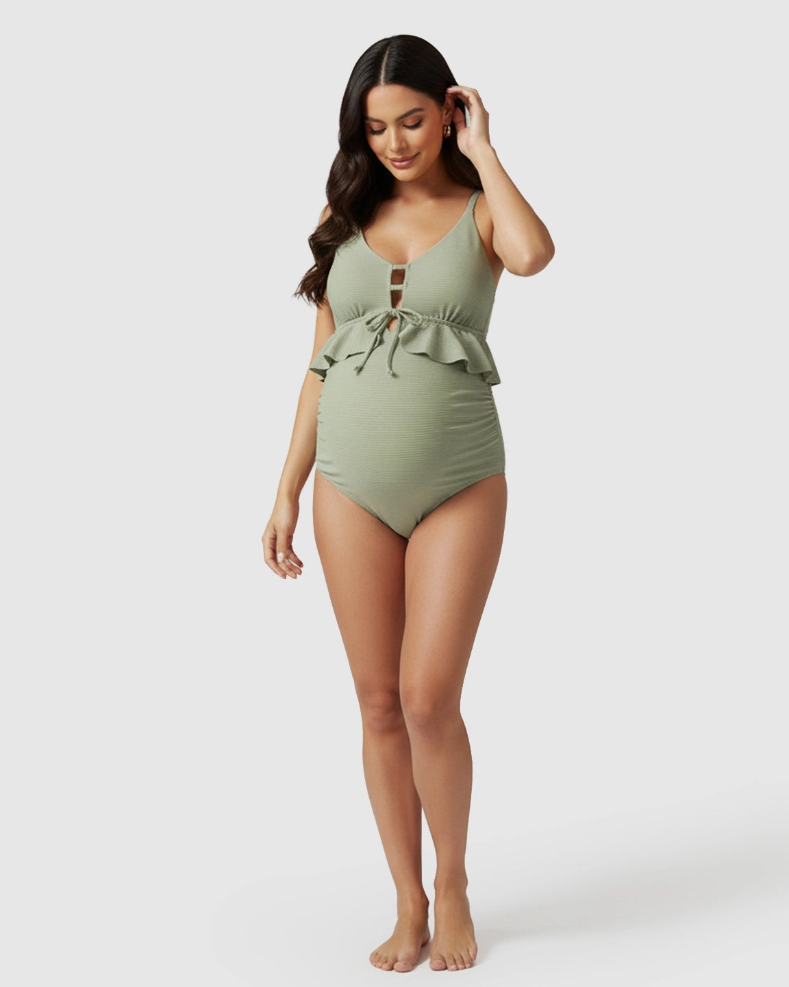 Ruffle Detail Tankini Maternity Swimsuit