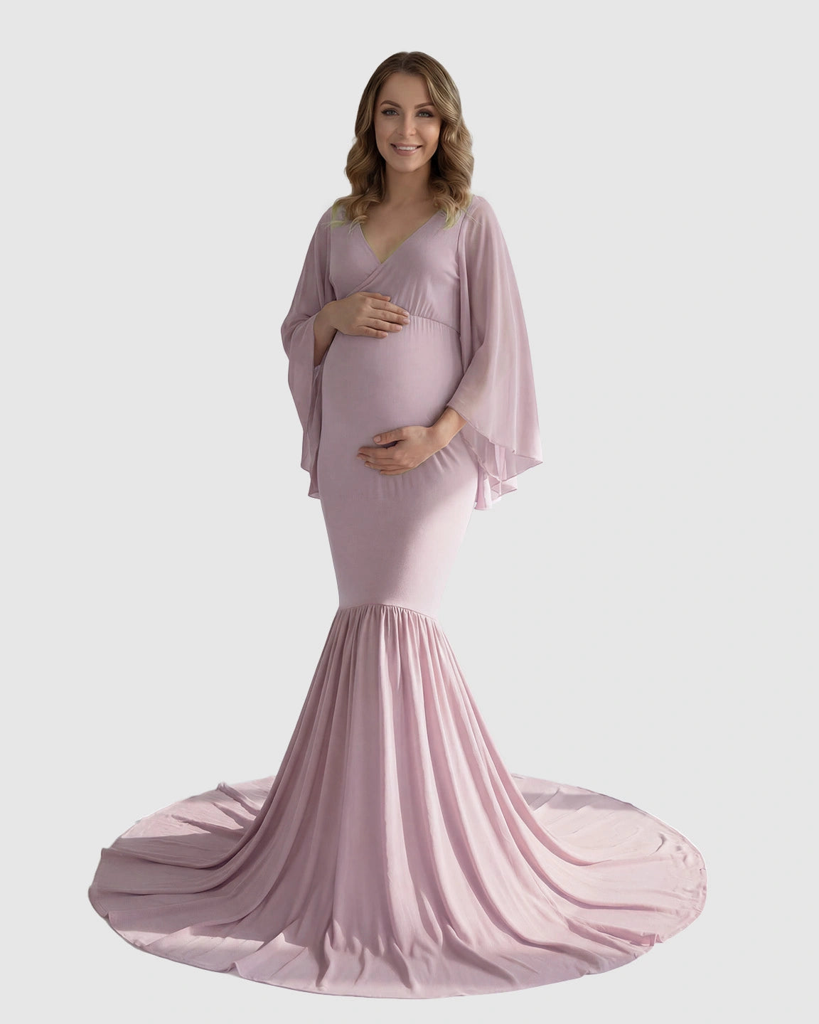 Trailing Hem Elegant Maternity Photoshoot Gown