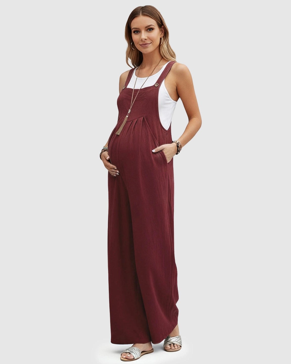 Cotton Drape Maternity Jumpsuit