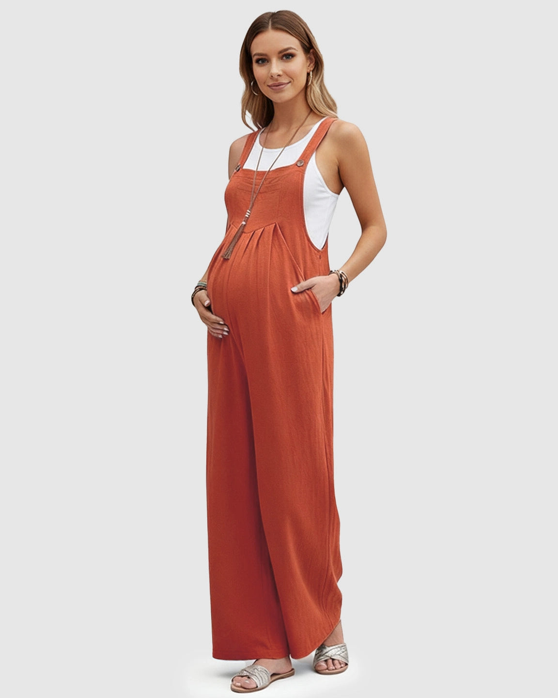 Cotton Drape Maternity Jumpsuit