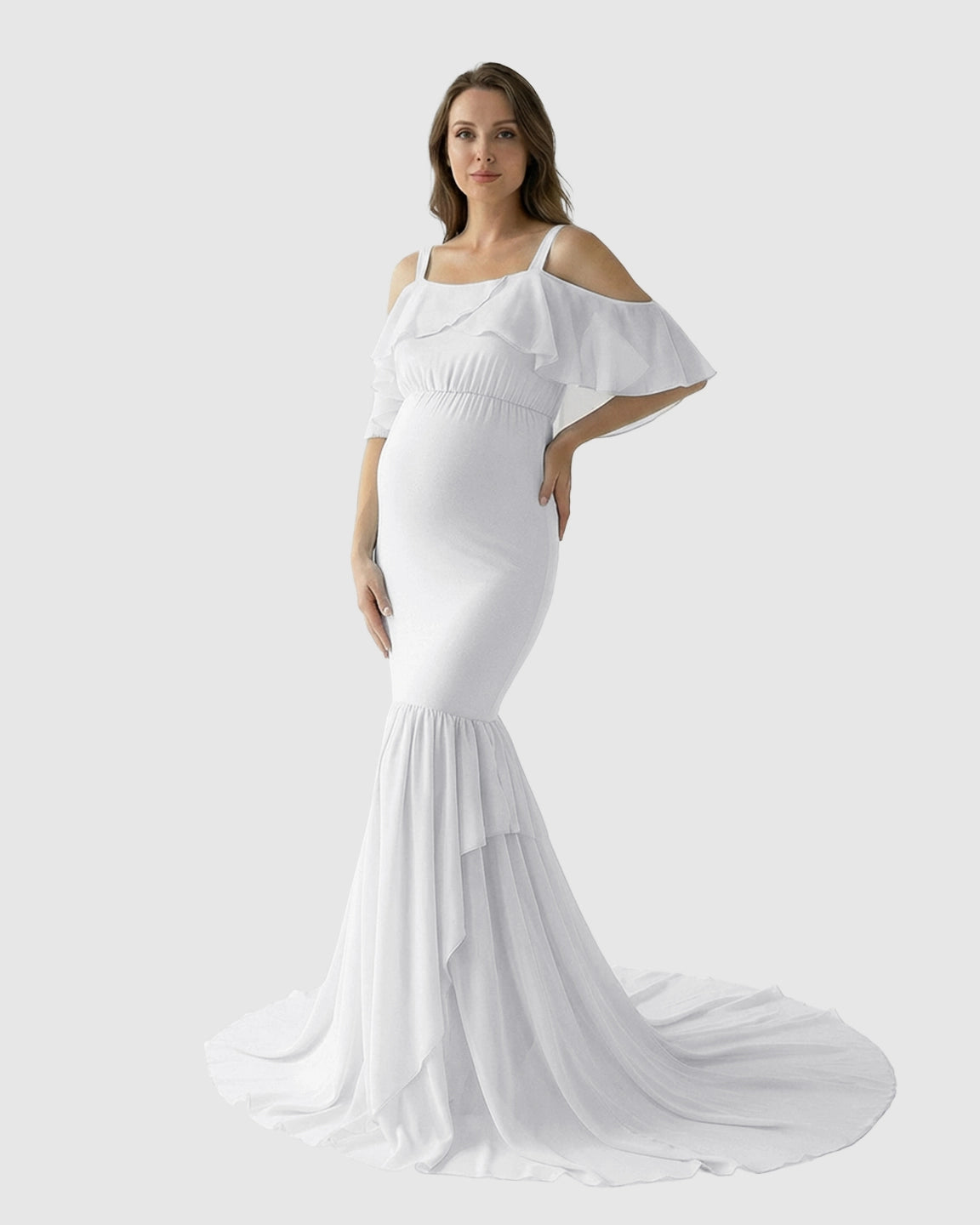 Off-Shoulder Mermaid Trail Maternity Photoshoot Dress