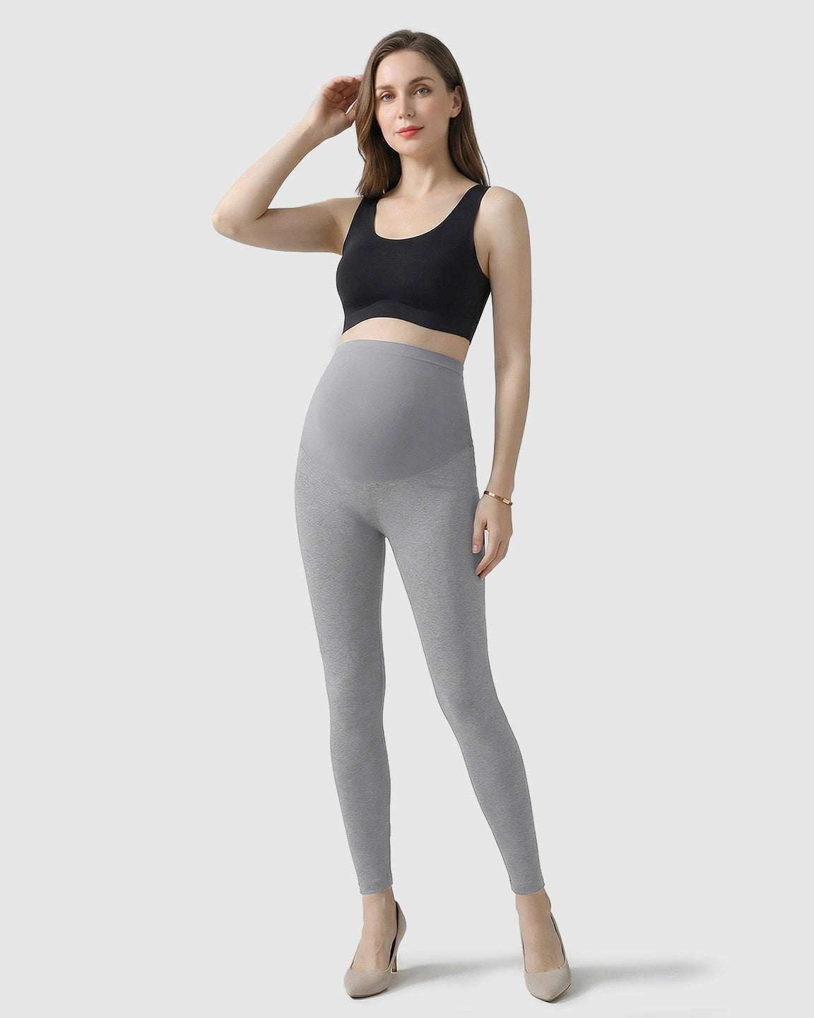 High-Waist Belly Support Maternity Leggings