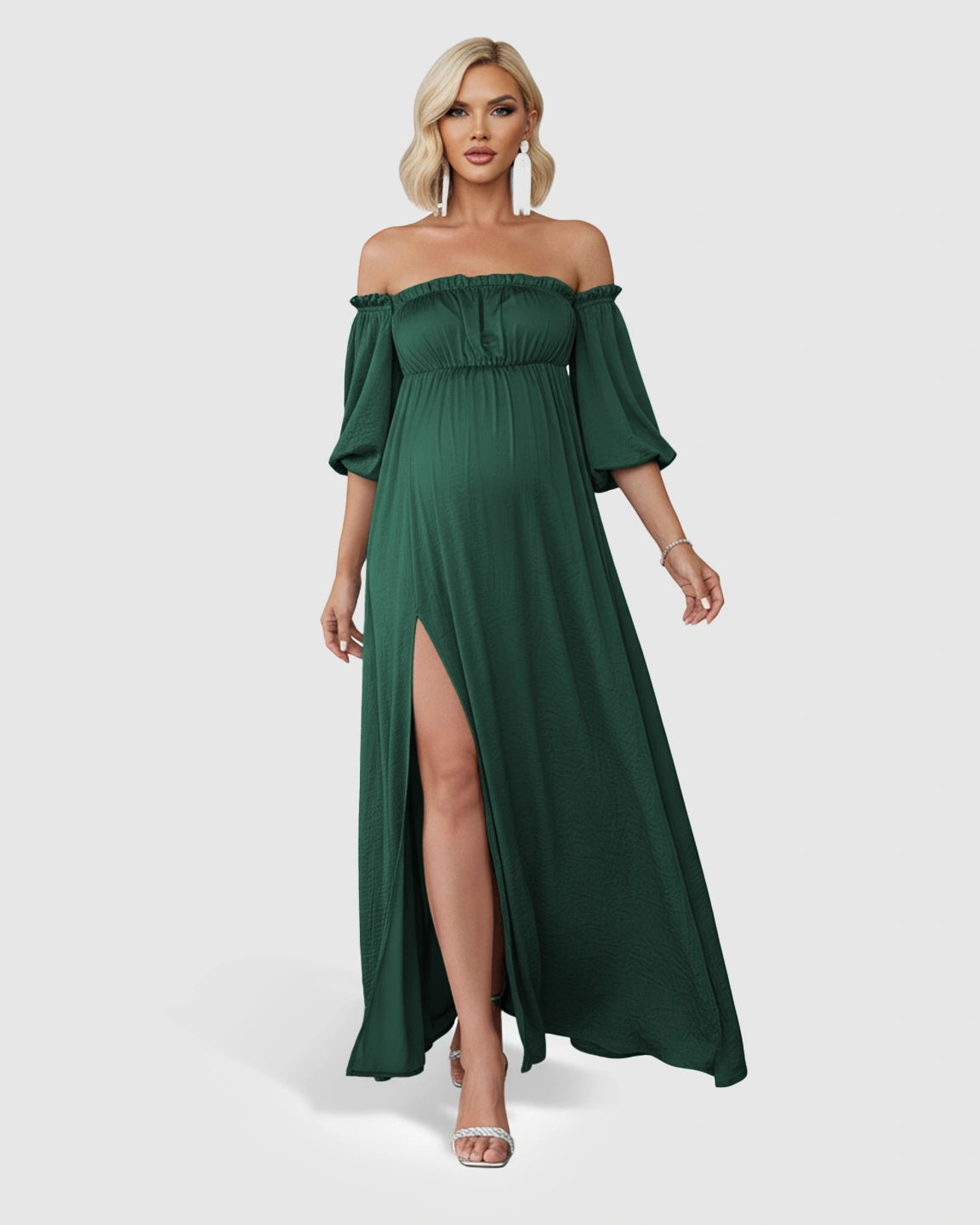 Off-Shoulder Elegant Maternity Maxi Dress