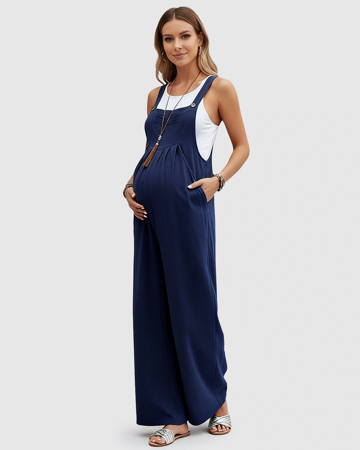 Cotton Drape Maternity Jumpsuit
