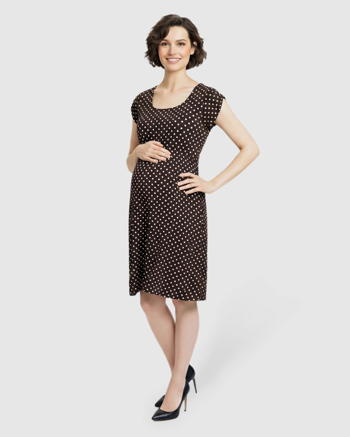 Easy Nursing Access Polka Dot Maternity Dress