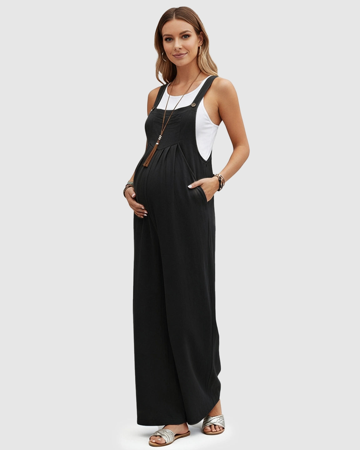 Cotton Drape Maternity Jumpsuit