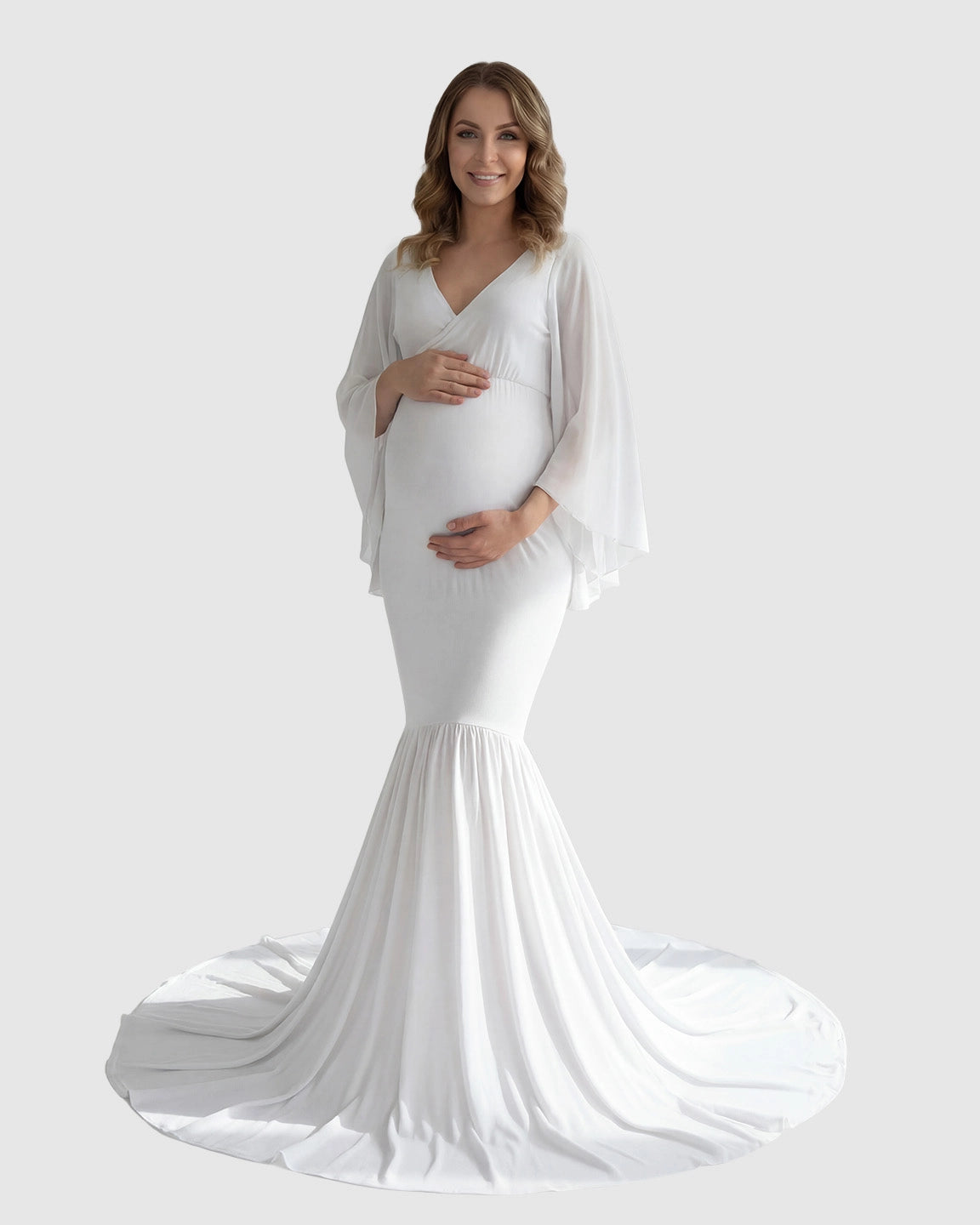 Trailing Hem Elegant Maternity Photoshoot Gown