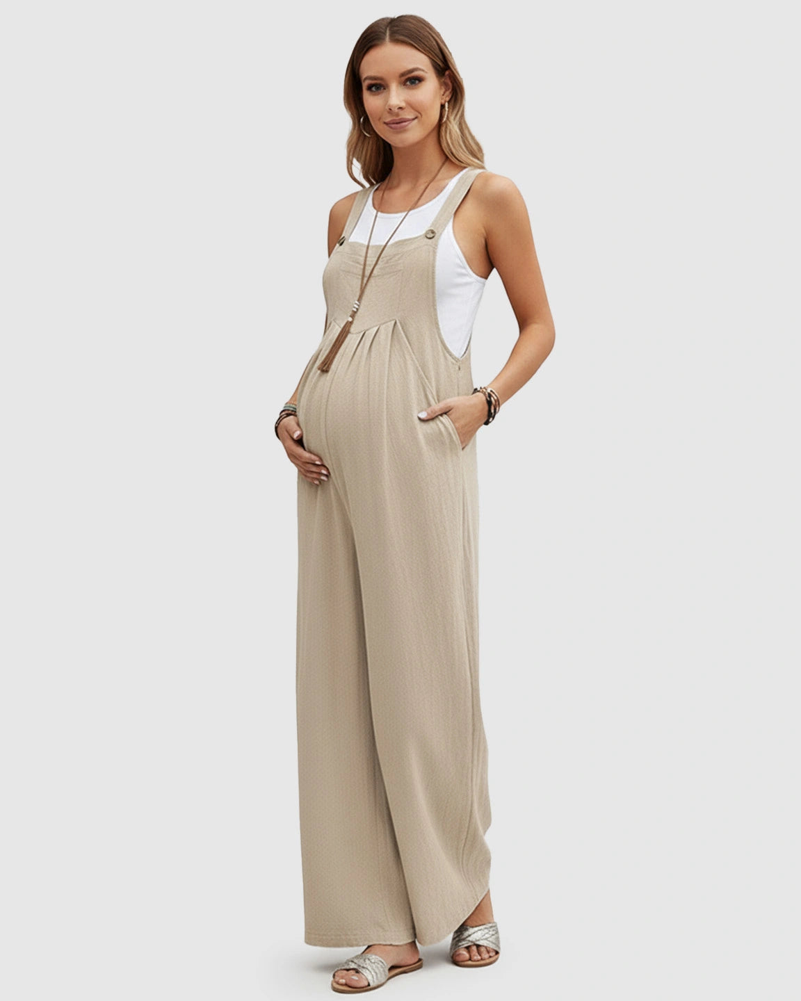 Cotton Drape Maternity Jumpsuit