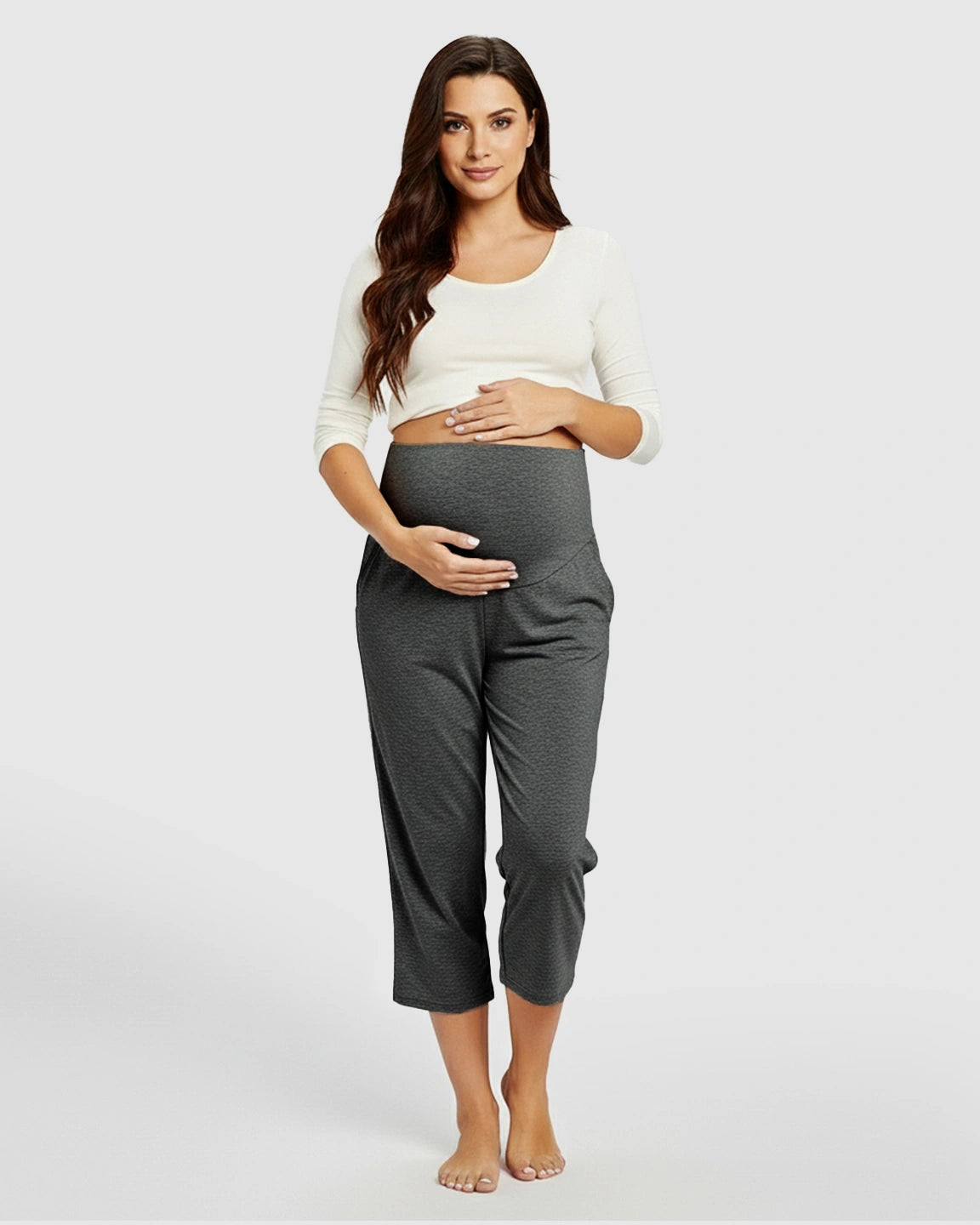 High-Waisted Maternity Capri Pants