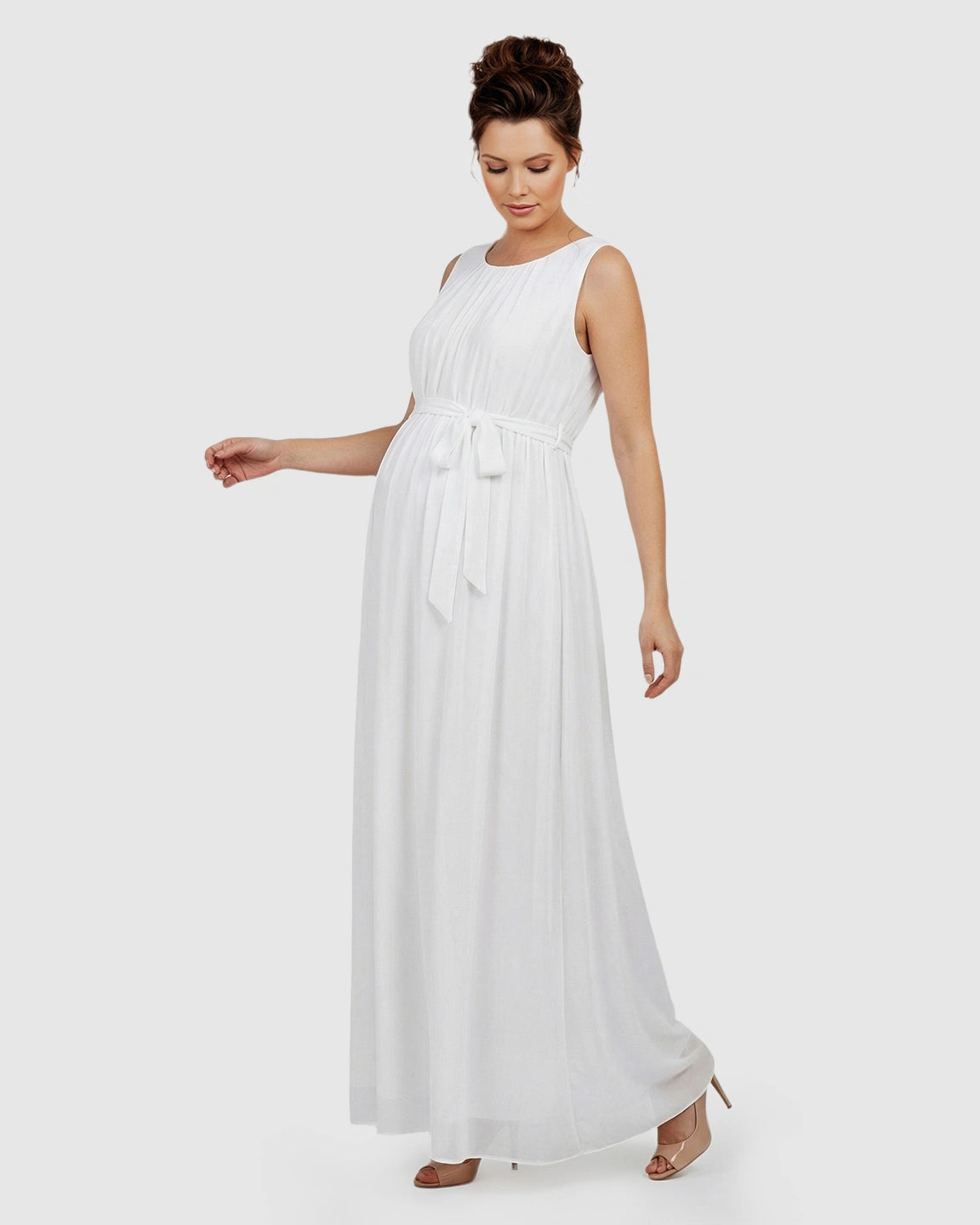 Gathered Bodice Elegant Maternity Maxi Dress
