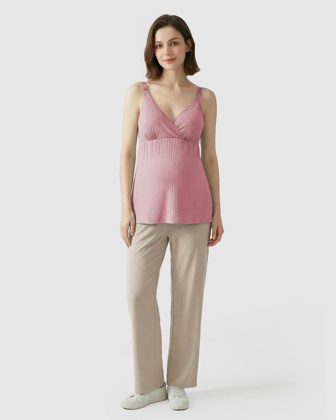Easy-Access Crisscross Ribbed Nursing Camisole