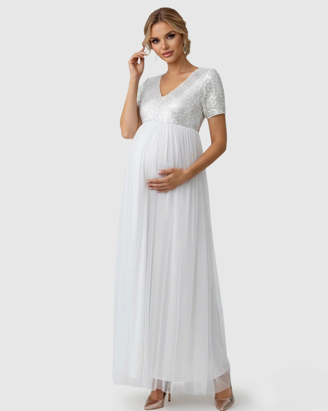 Sequin Bodice Glamorous Maternity Maxi Dress