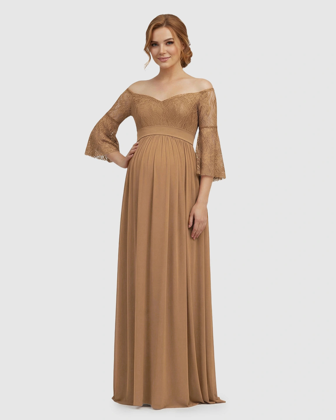 Off-Shoulder Lace Bodice Maternity Photoshoot Dress