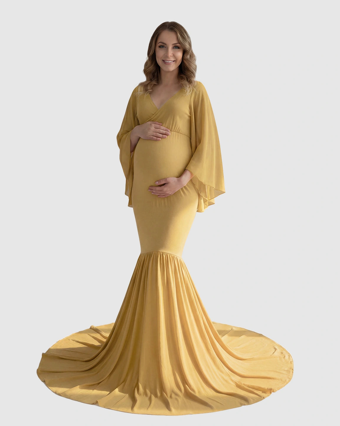 Trailing Hem Elegant Maternity Photoshoot Gown