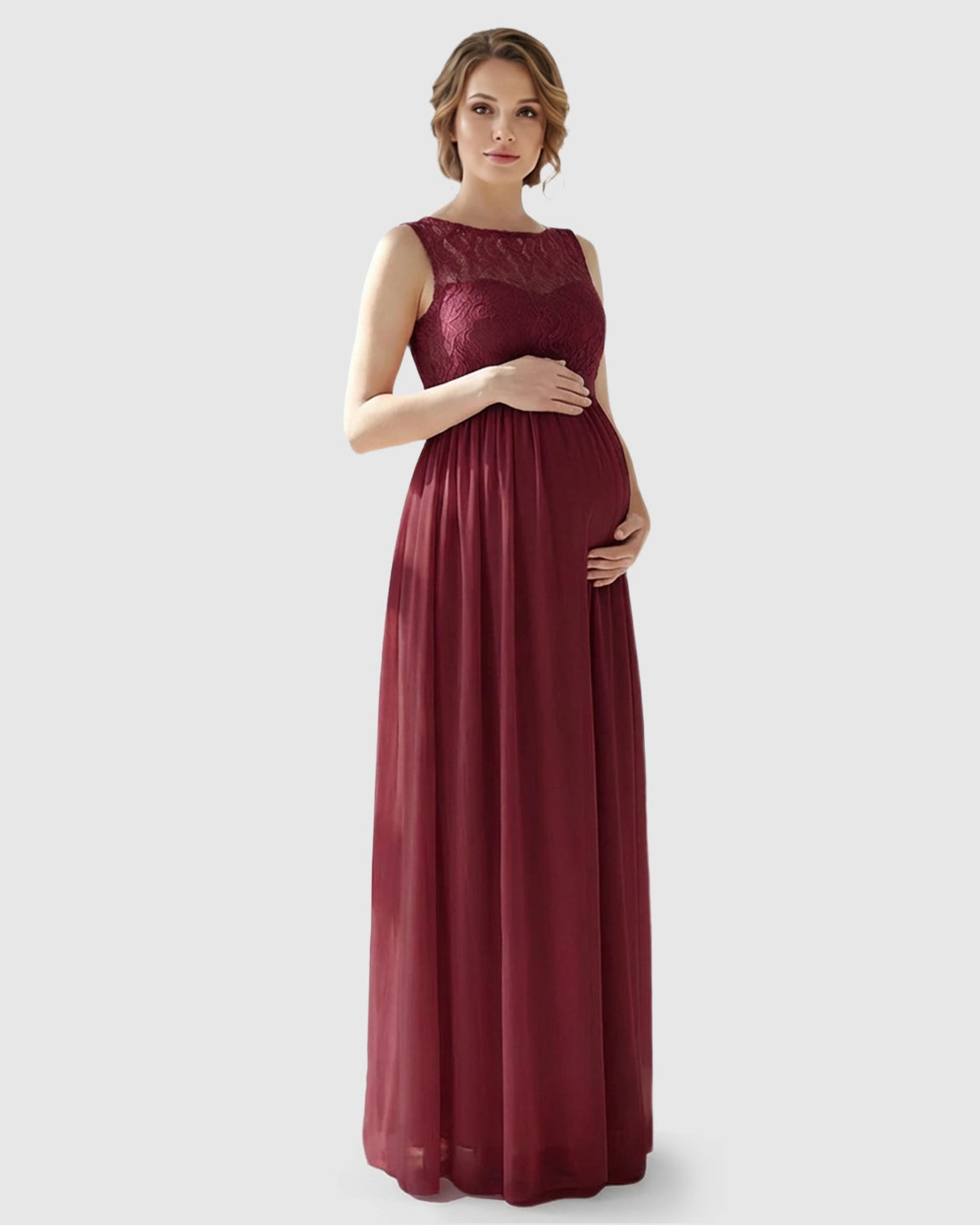 Lace Bodice Elegant Maternity Maxi Dress