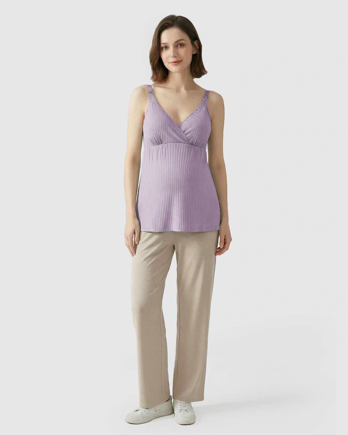 Easy-Access Crisscross Ribbed Nursing Camisole