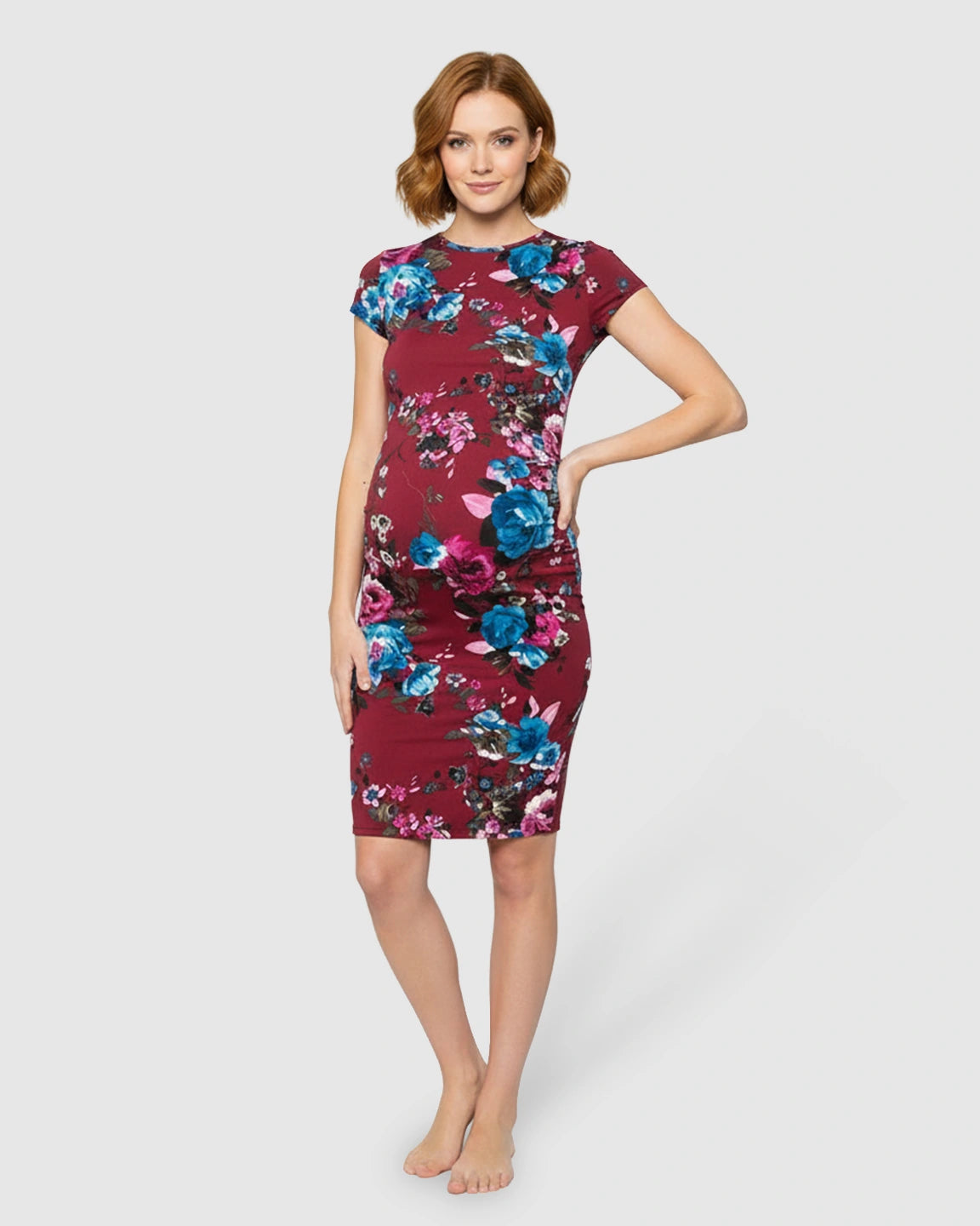 Side Ruched Bodycon Maternity Dress