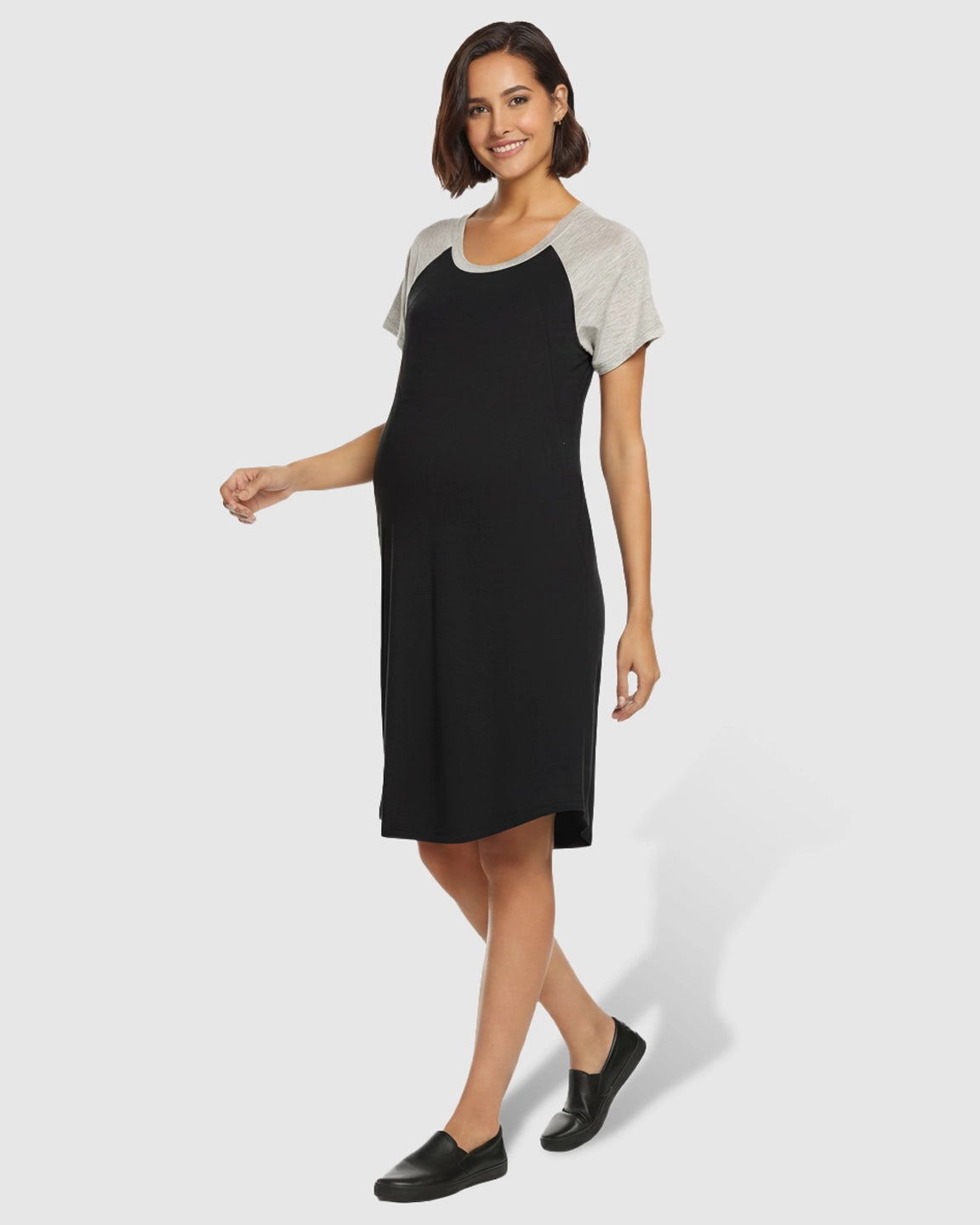 Concealed Nursing Raglan Sleeve Maternity T-Shirt Dress