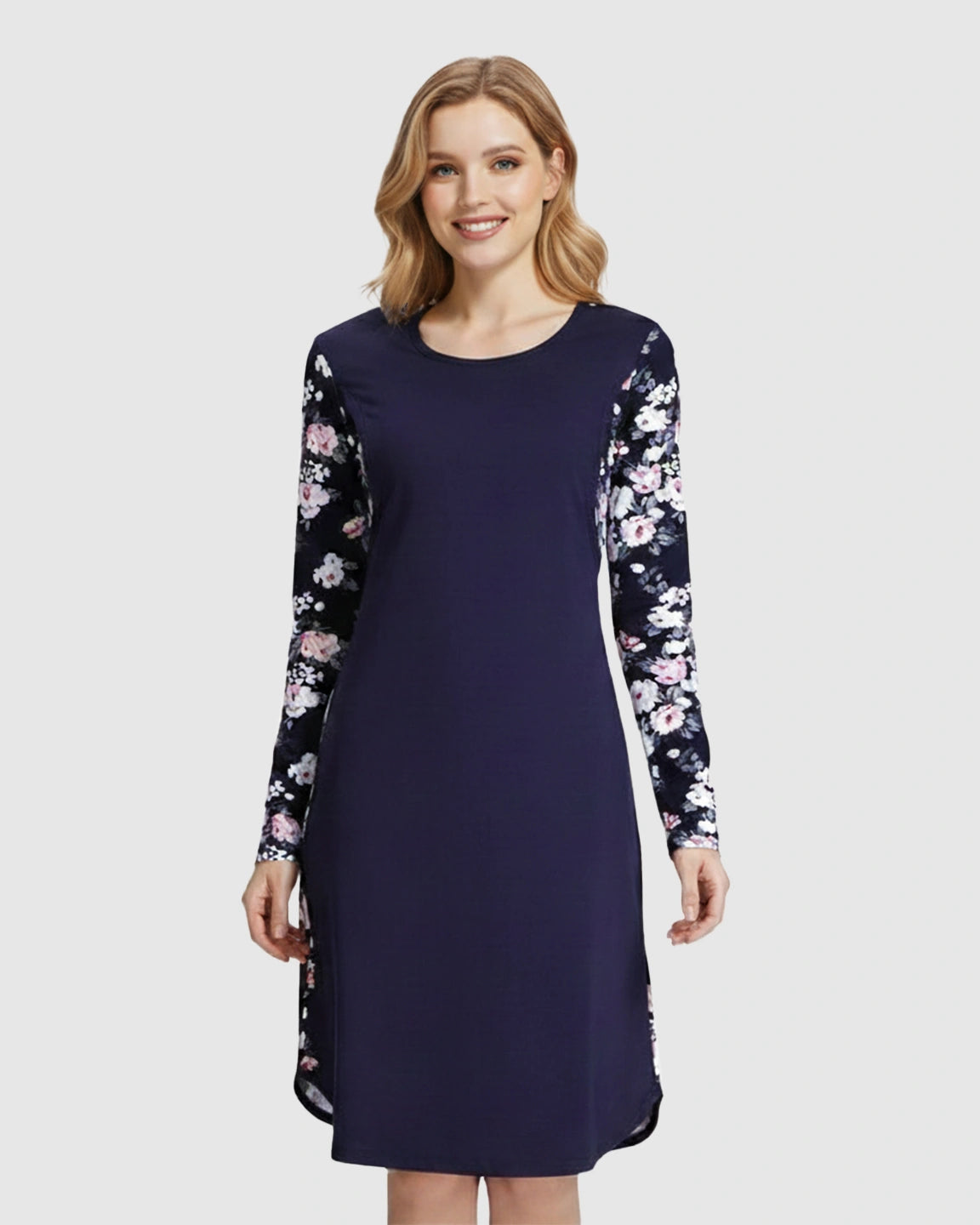 Floral Sleeves Flared Maternity Dress