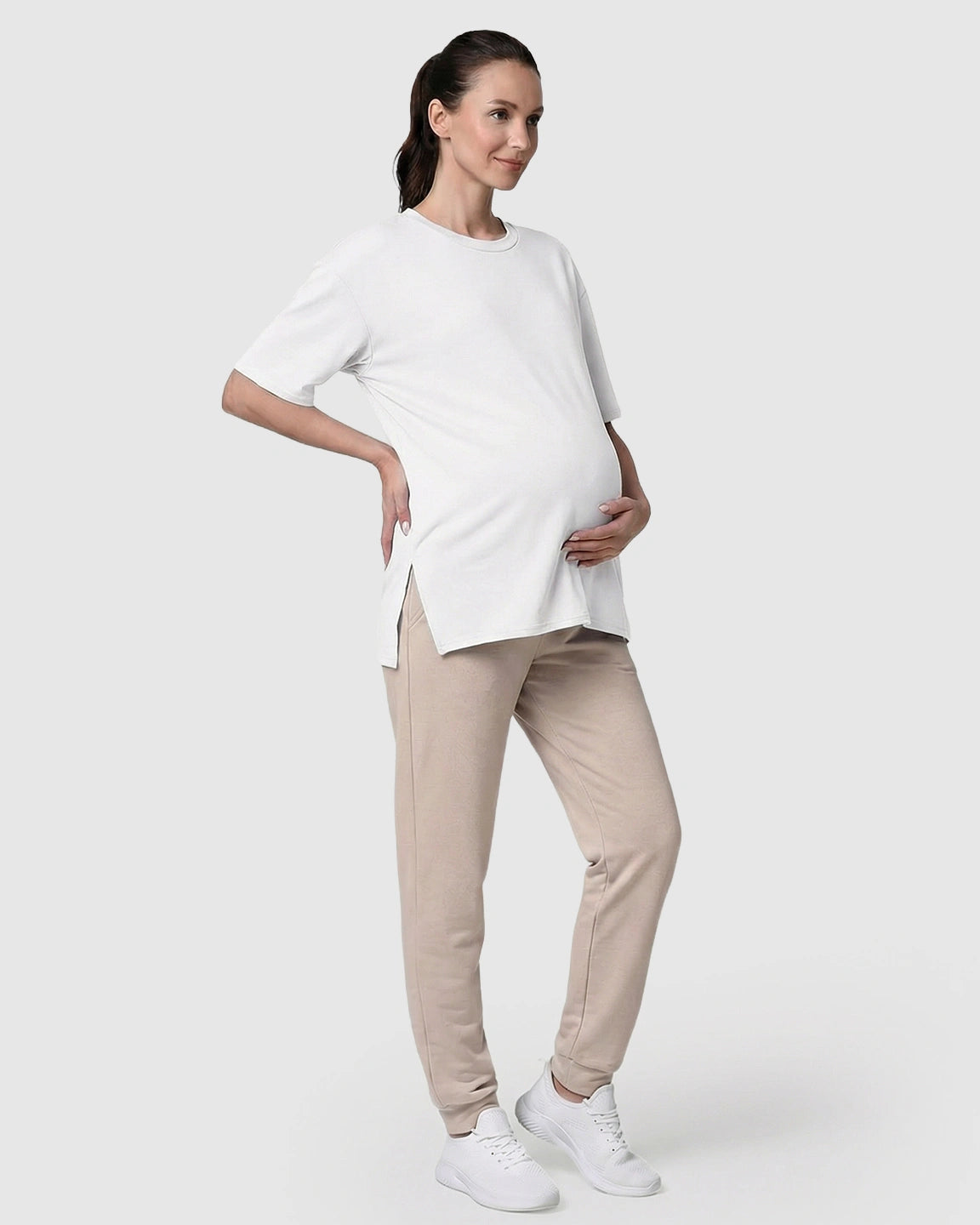 Zipper-Slits Casual Maternity Nursing T-Shirt