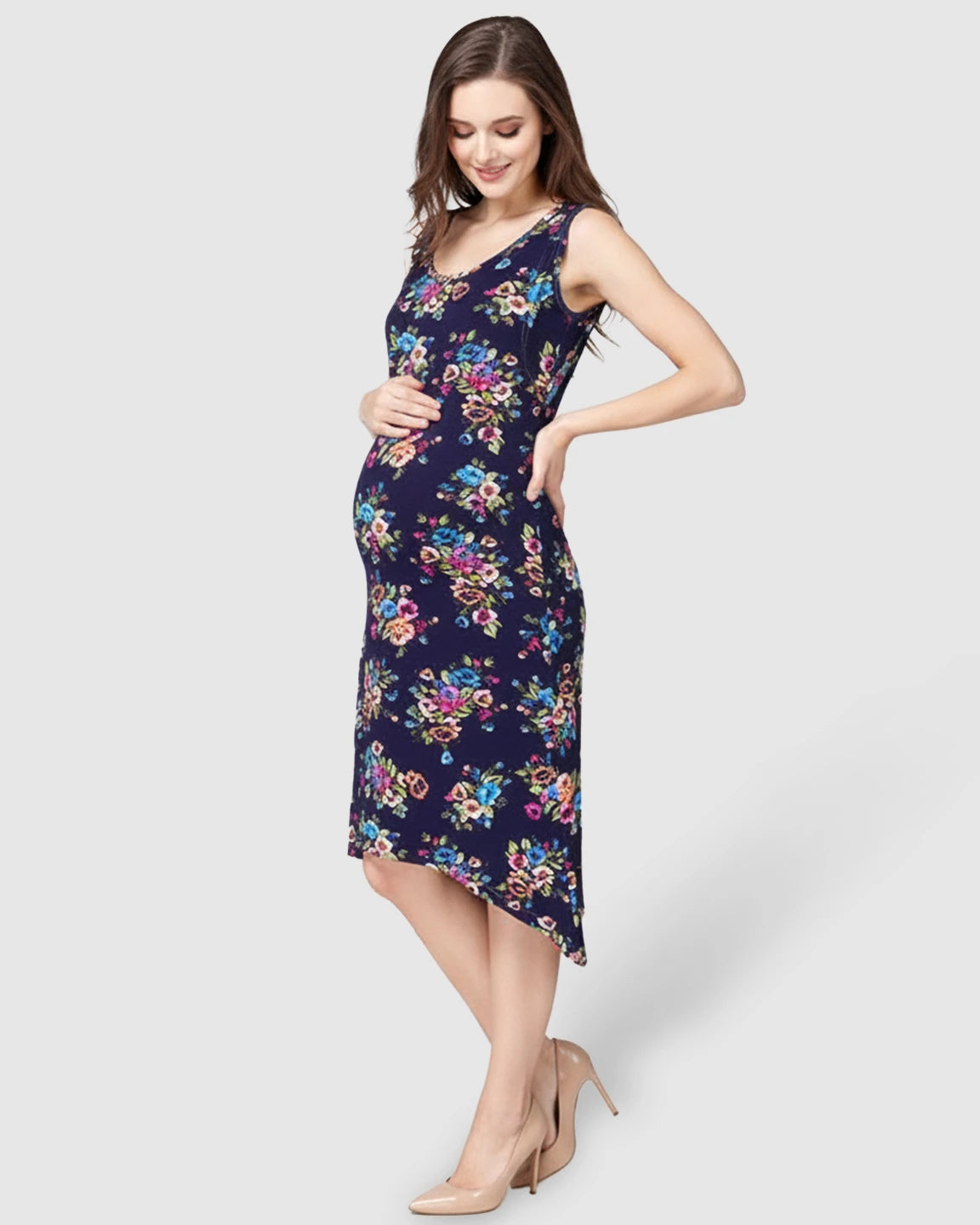Floral Print Modal Stretch Nursing & Maternity Dress