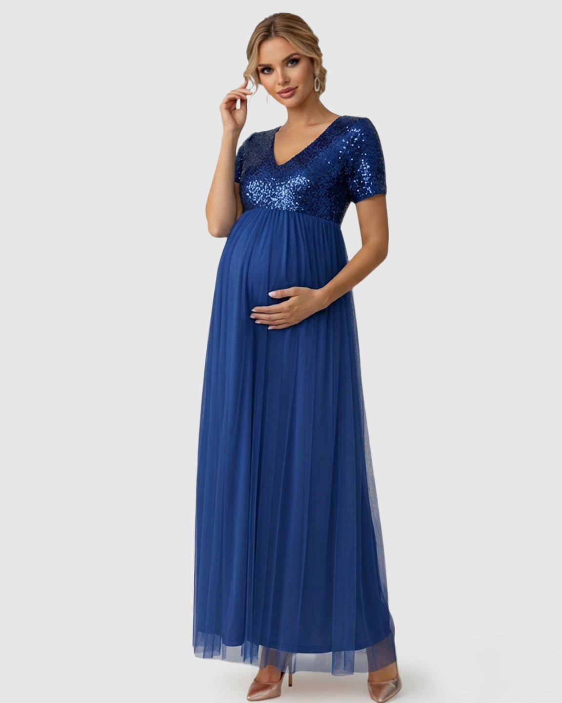 Sequin Bodice Glamorous Maternity Maxi Dress
