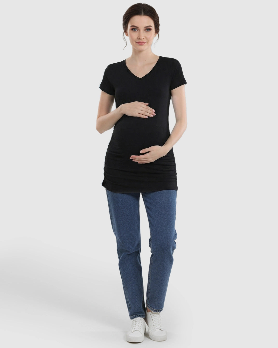 Short Sleeve Ruched Slim Fit Maternity Top